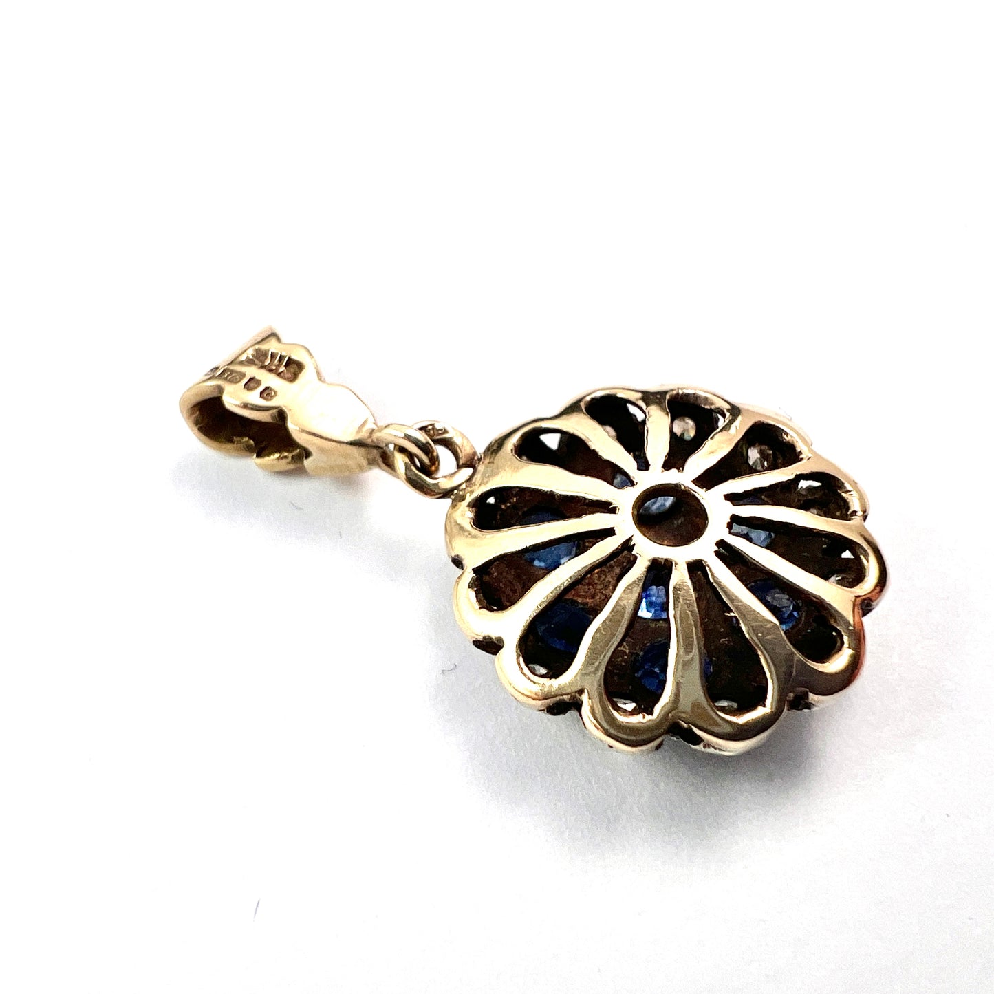 Vintage Sapphire and Diamond Gold Pendant