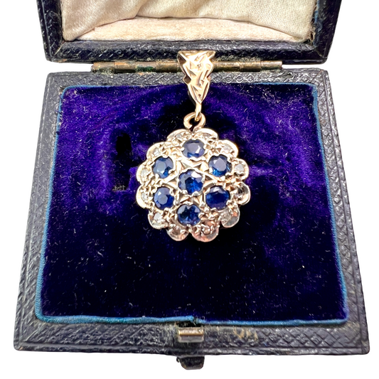 Vintage Sapphire and Diamond Gold Pendant
