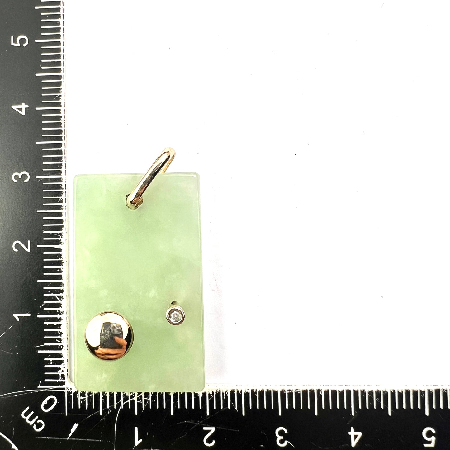 Vintage 9CT Gold Diamond and Jade Modernist Pendant