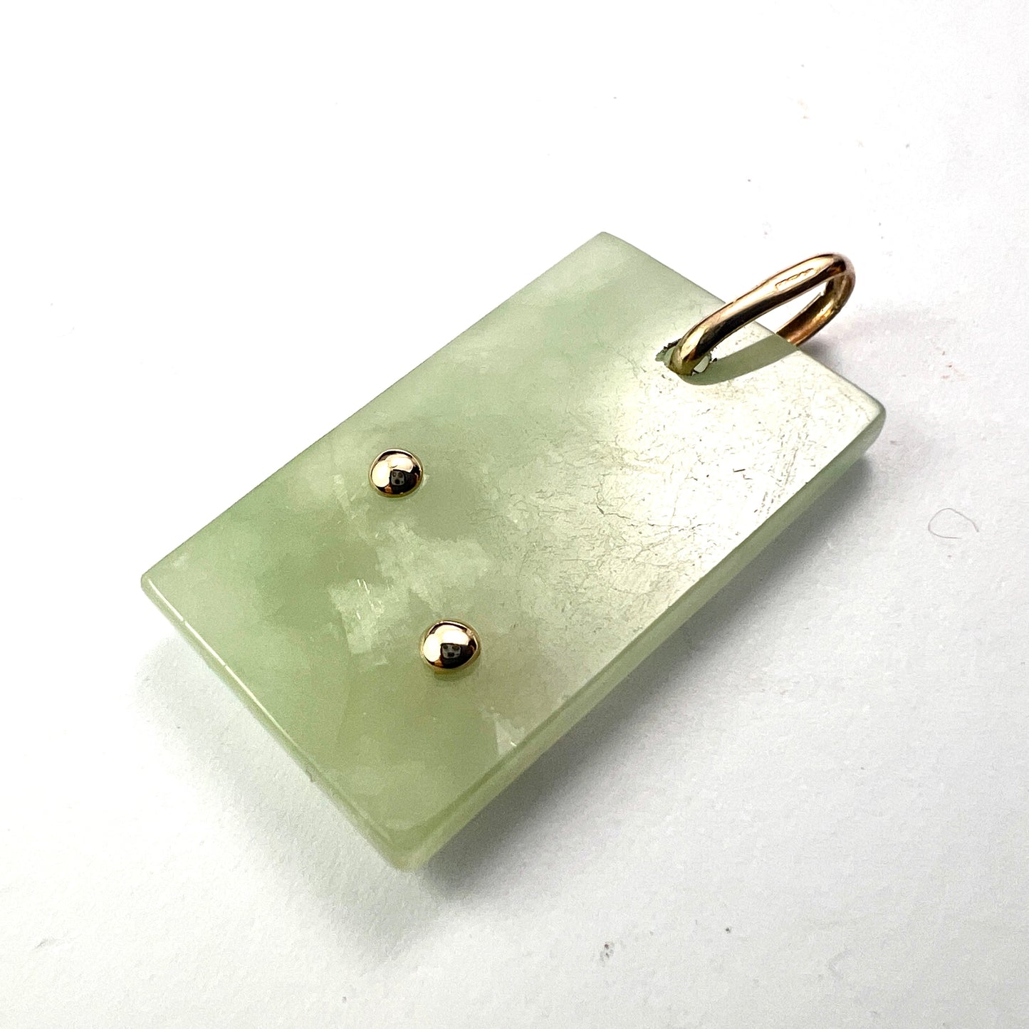 Vintage 9CT Gold Diamond and Jade Modernist Pendant