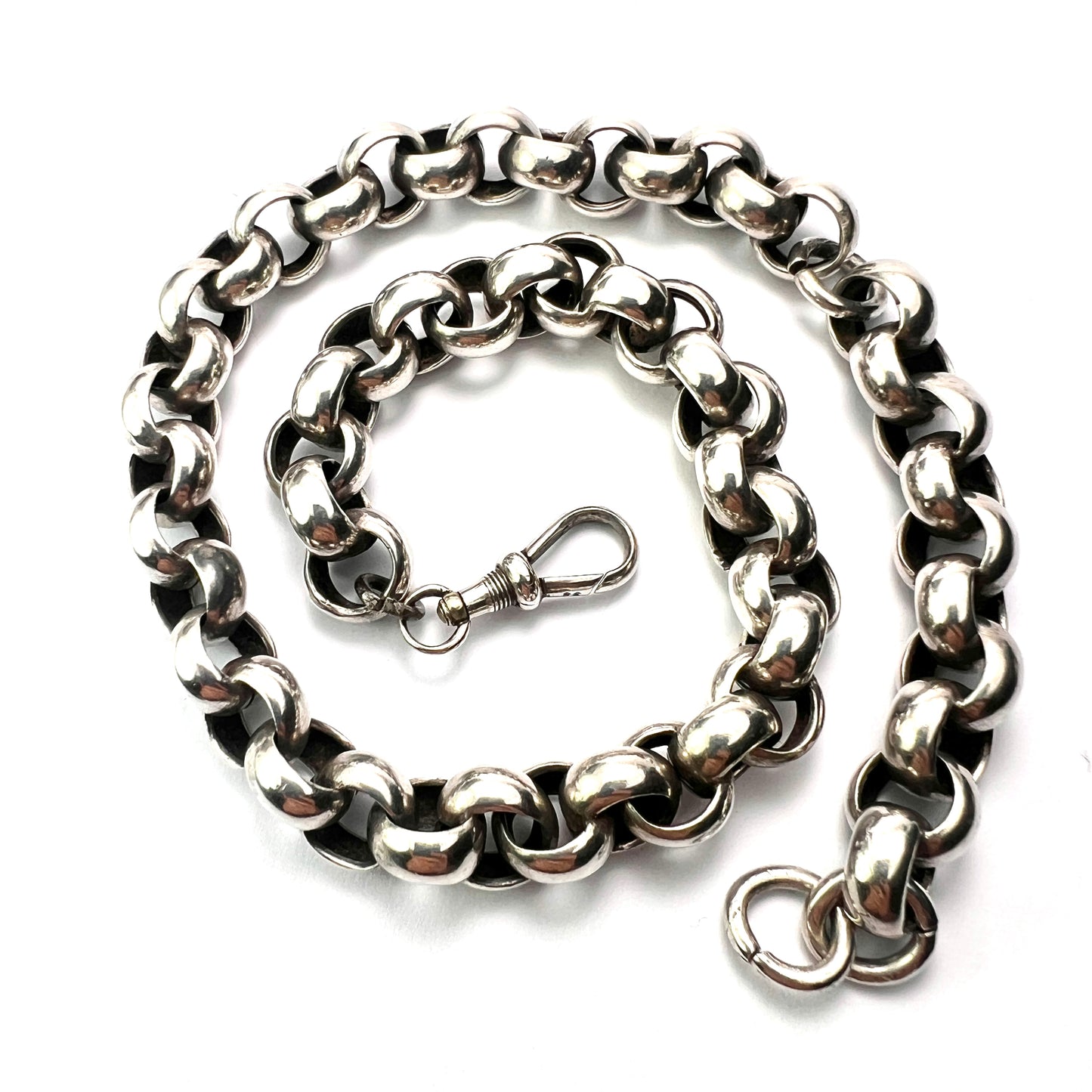 Victorian Chunky Silver Chain Choker Necklace/Bracelet with Dog Clip