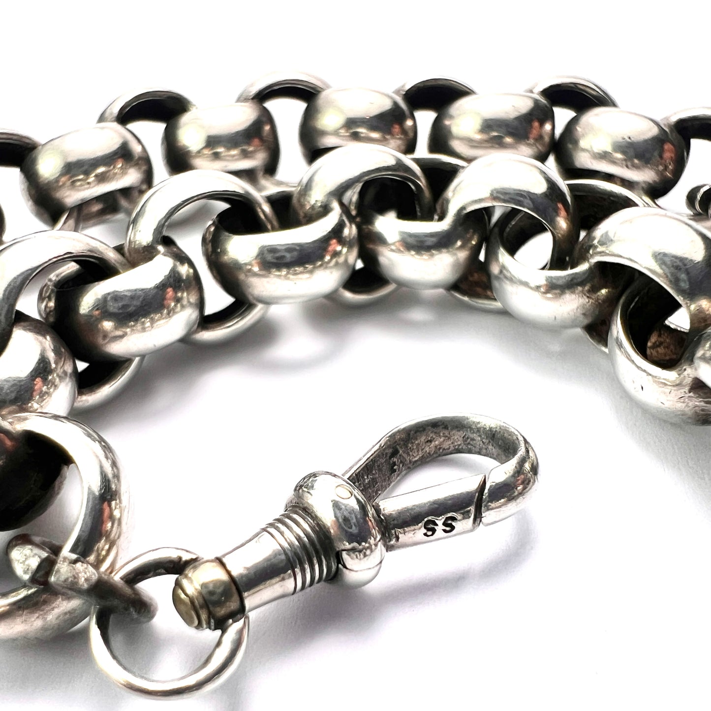 Victorian Chunky Silver Chain Choker Necklace/Bracelet with Dog Clip