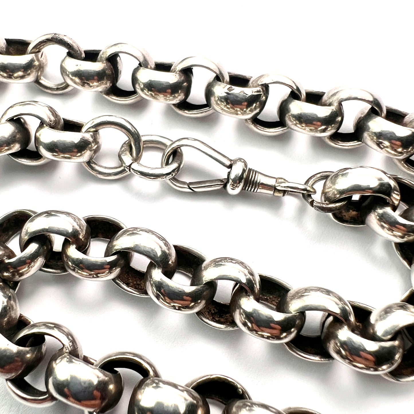 Victorian Chunky Silver Chain Choker Necklace/Bracelet with Dog Clip