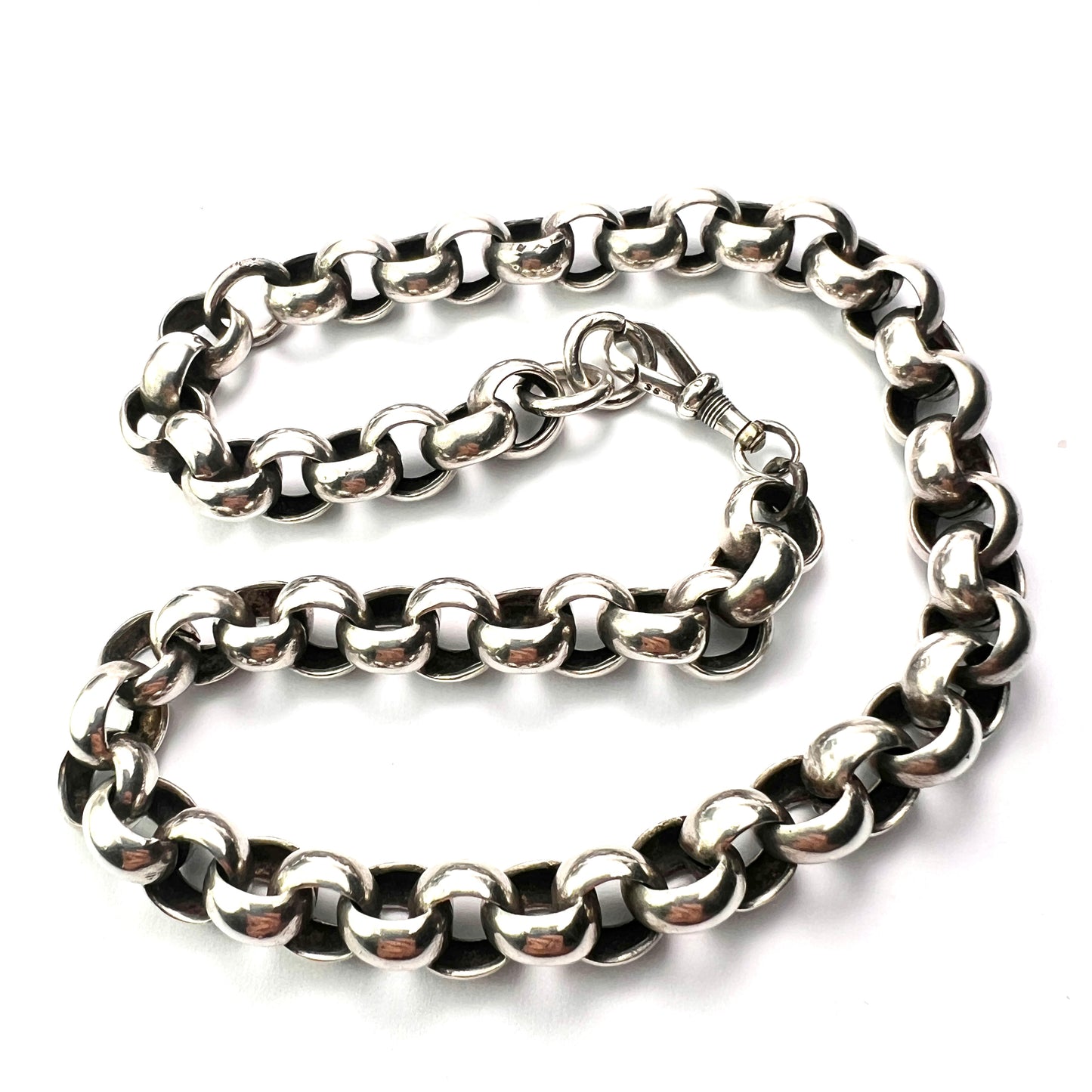 Victorian Chunky Silver Chain Choker Necklace/Bracelet with Dog Clip