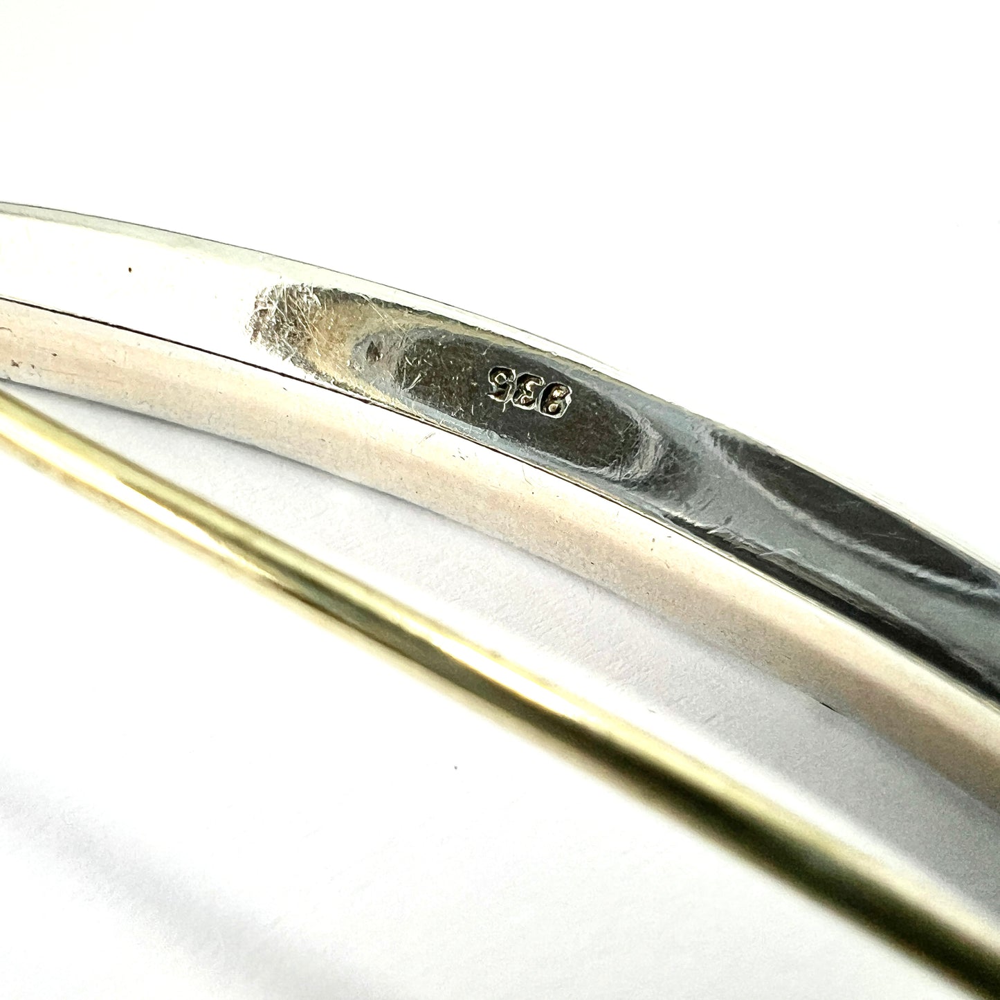 Large Victorian Silver Paste Crescent Brooch