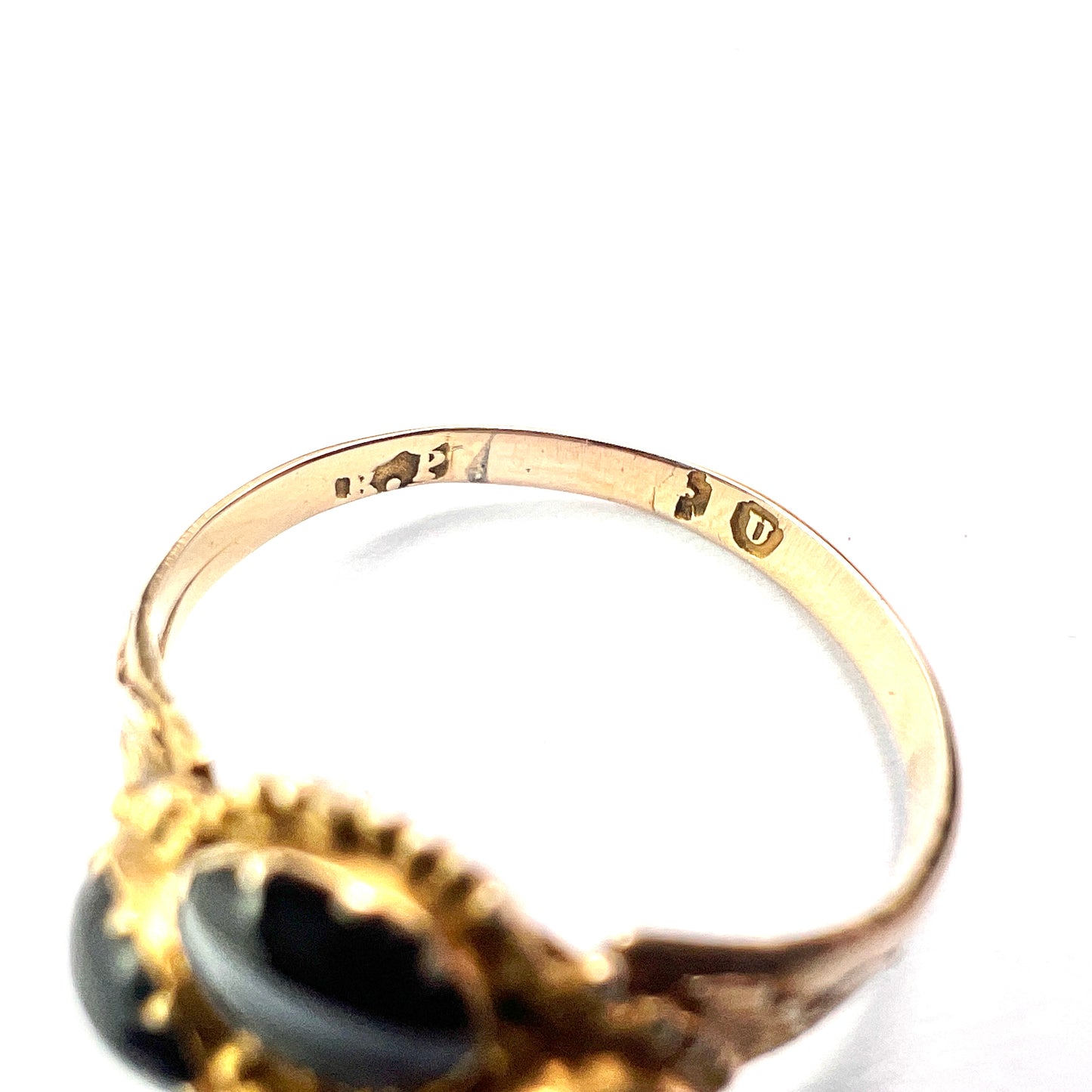 Georgian/Victorian Banded Agate Pearl Cross Ring