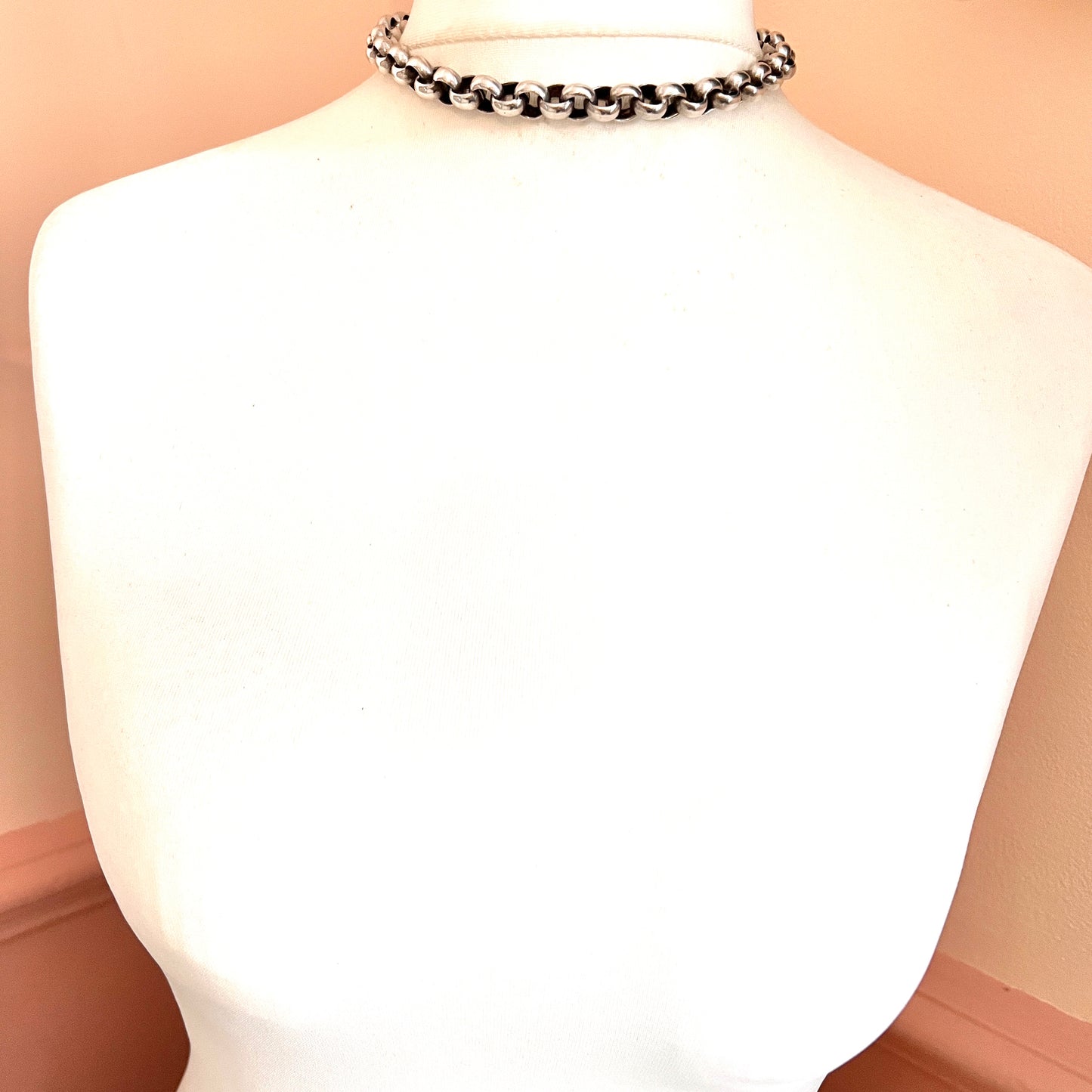 Victorian Chunky Silver Chain Choker Necklace/Bracelet with Dog Clip