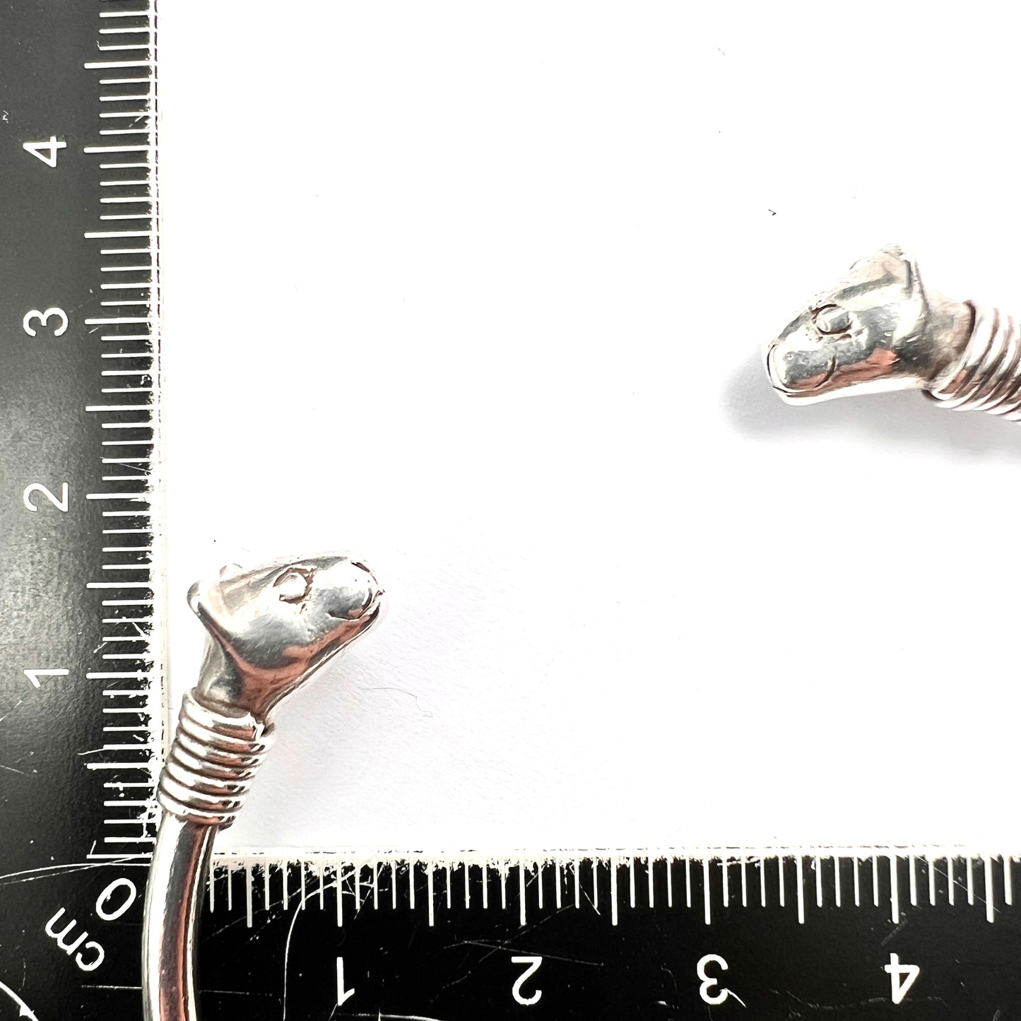 Vintage Sterling Silver Cat Head Torc Bangle