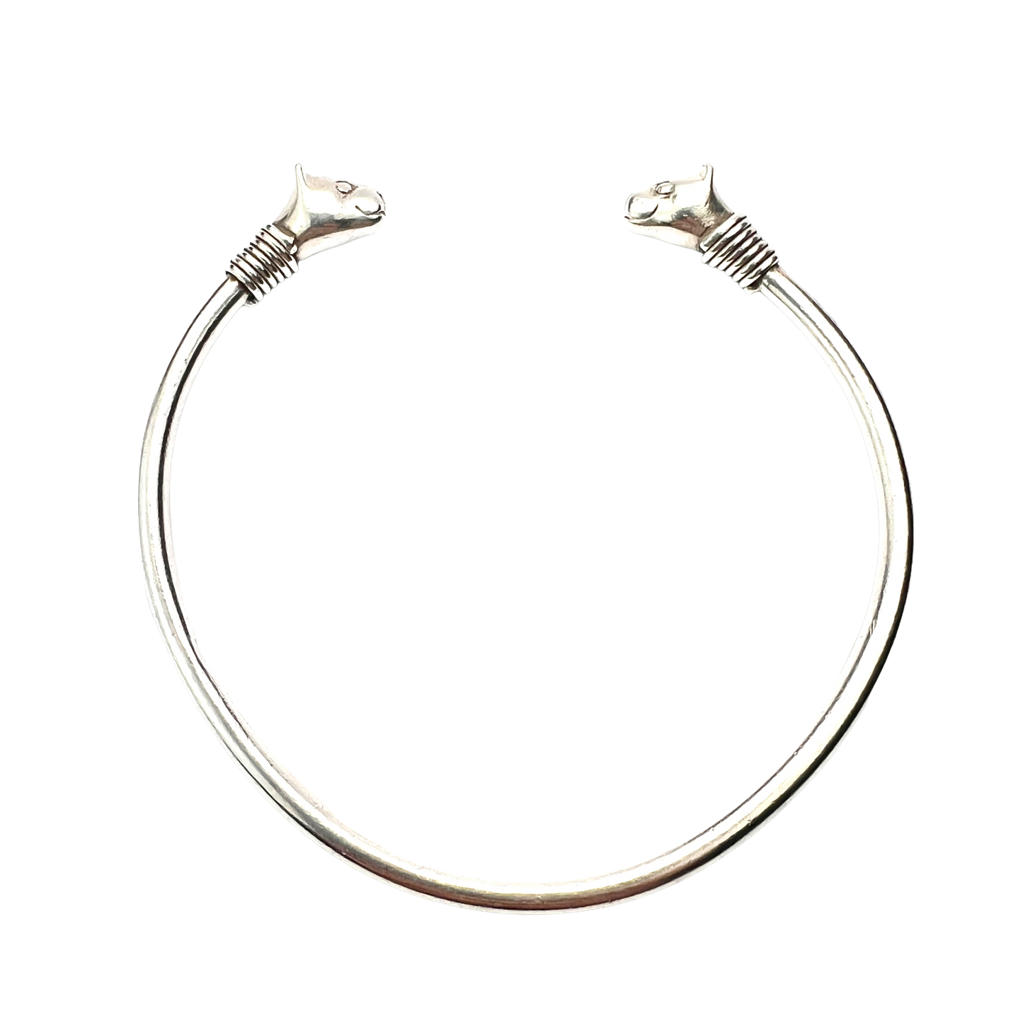 Vintage Sterling Silver Cat Head Torc Bangle