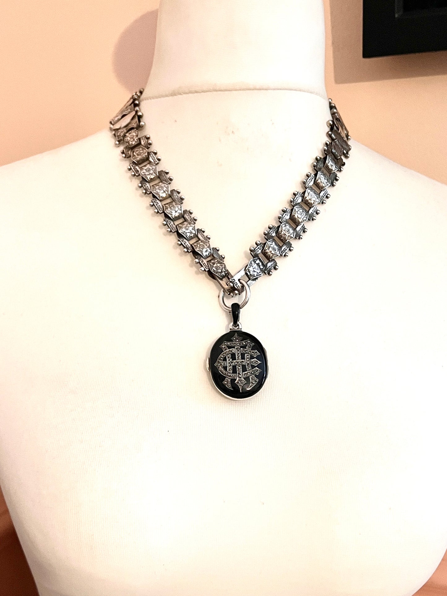 Victorian Large Enamelled Silver AEI Eternal Love Locket