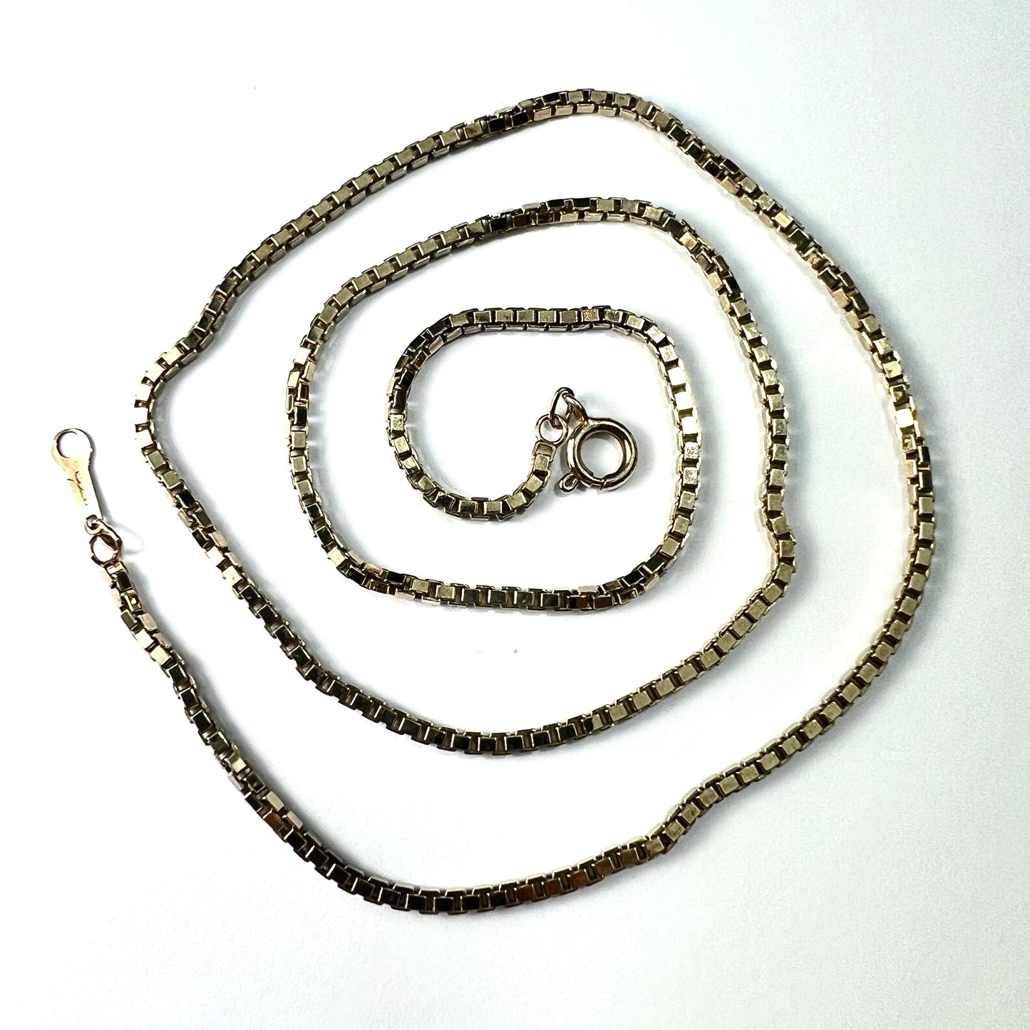Vintage 9CT Gold Mirror Box Chain Necklace