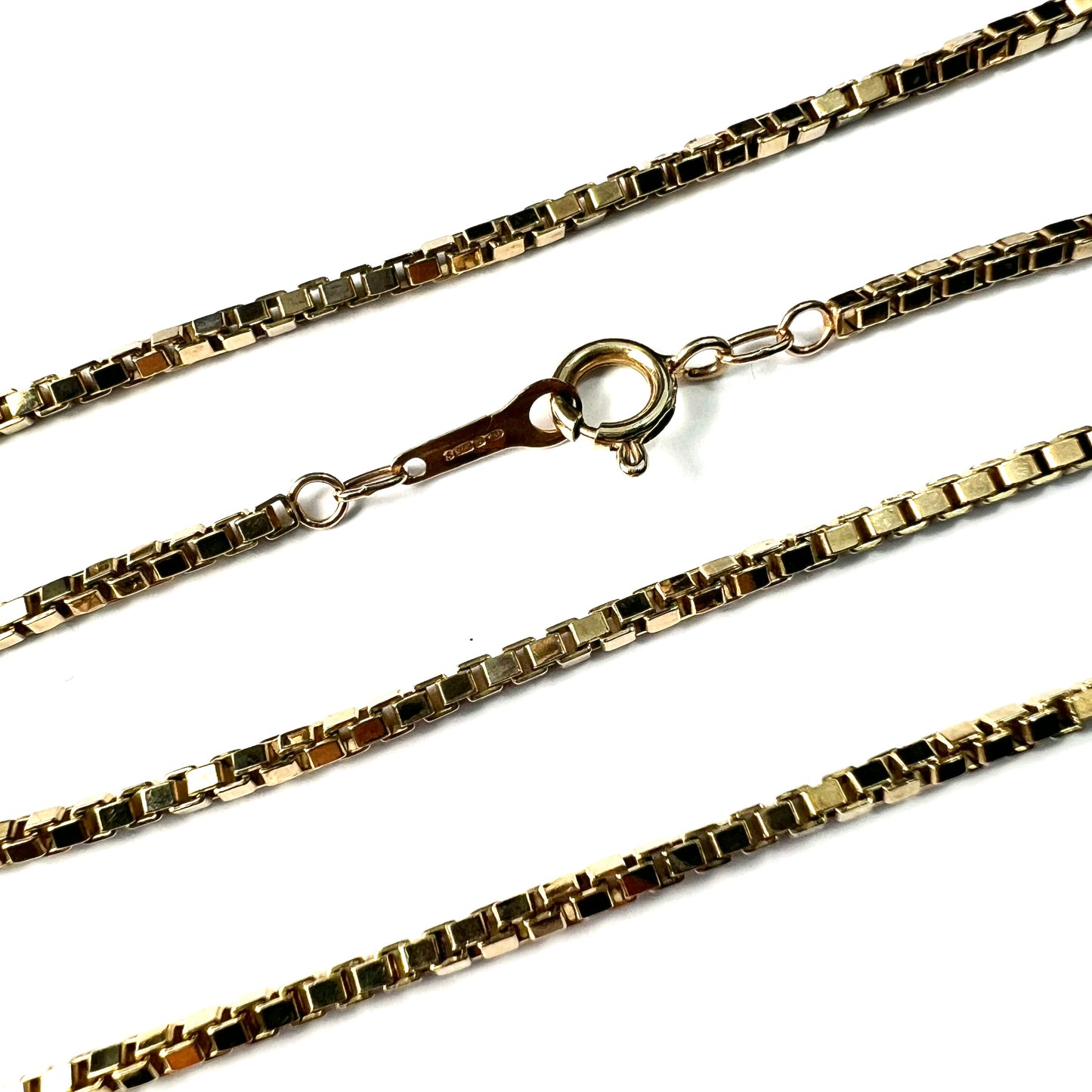 Vintage 9CT Gold Mirror Box Chain Necklace