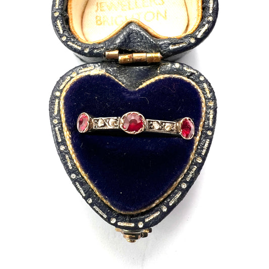 Edwardian Ruby and Diamond 14CT Gold and Silver Ring