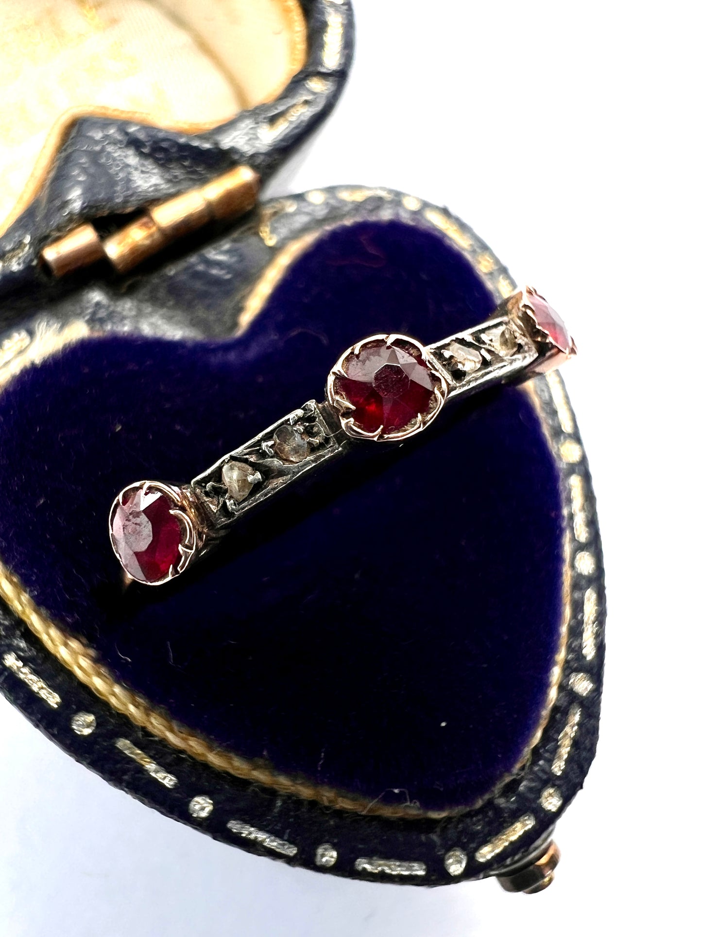 Edwardian Ruby and Diamond 14CT Gold and Silver Ring