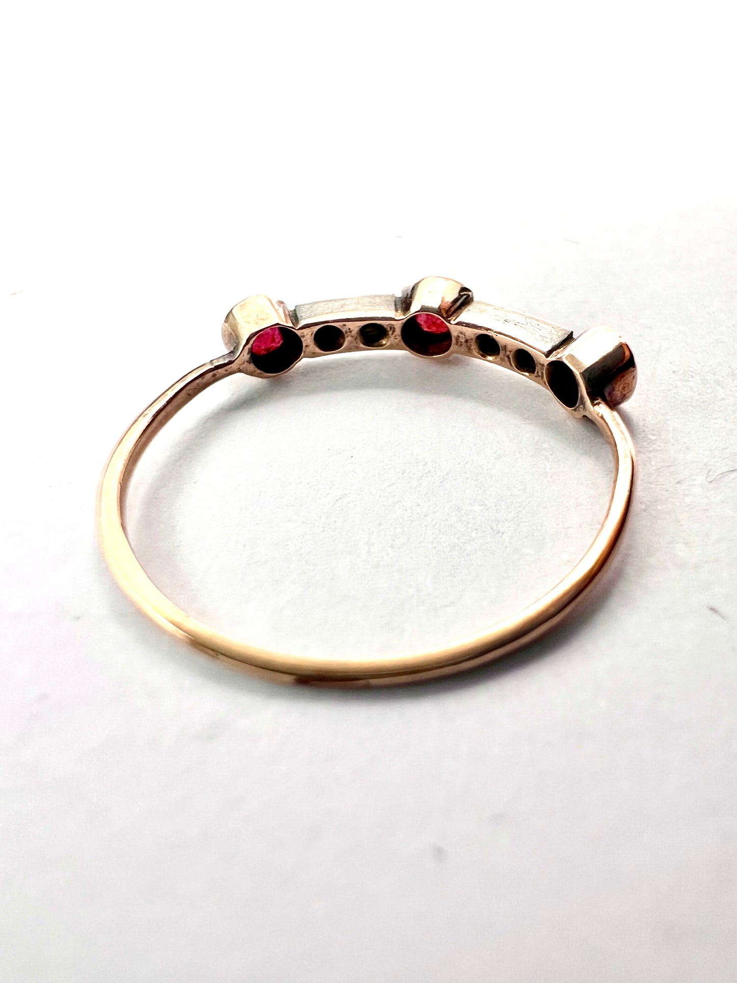 Edwardian Ruby and Diamond 14CT Gold and Silver Ring