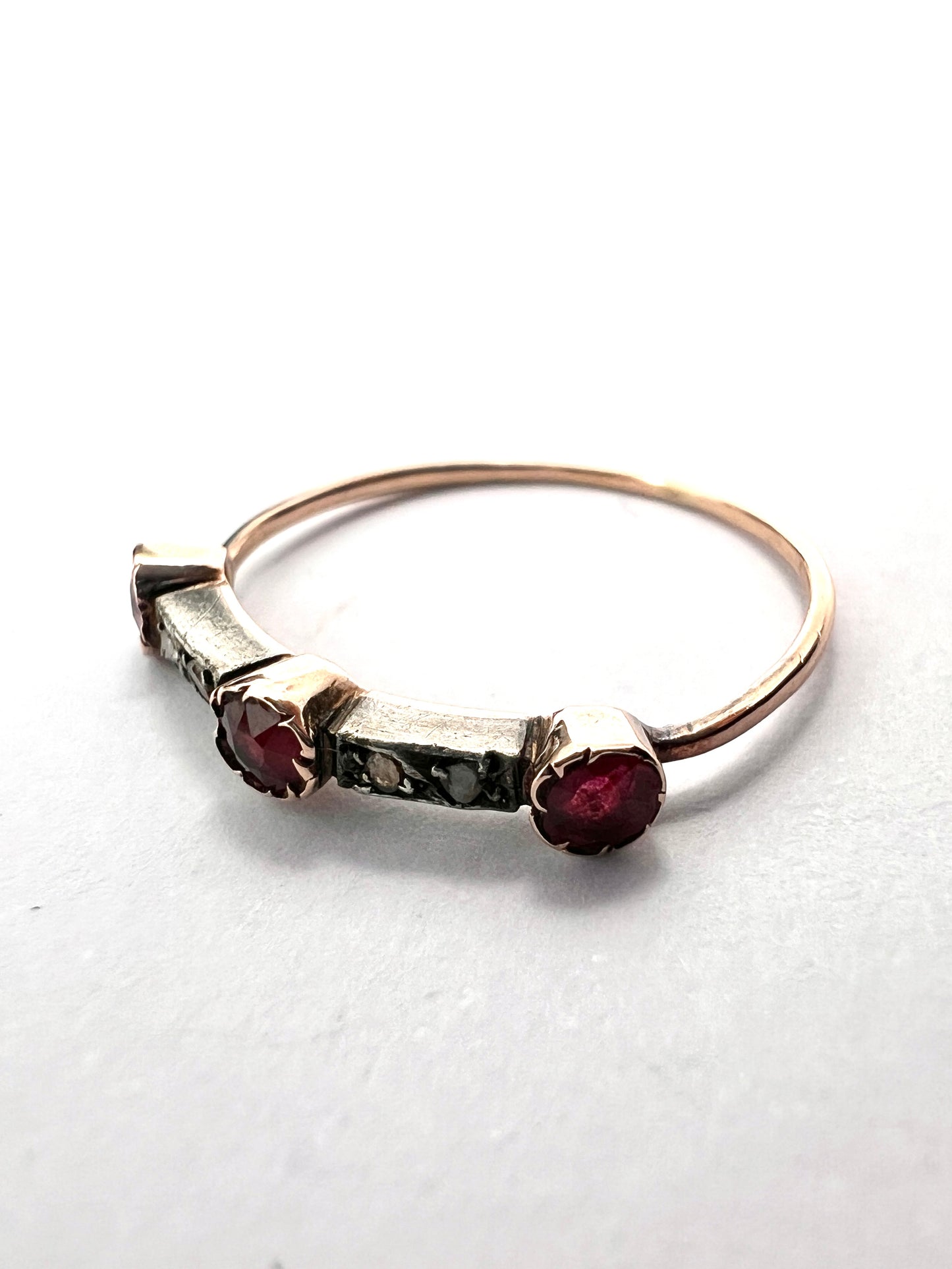 Edwardian Ruby and Diamond 14CT Gold and Silver Ring