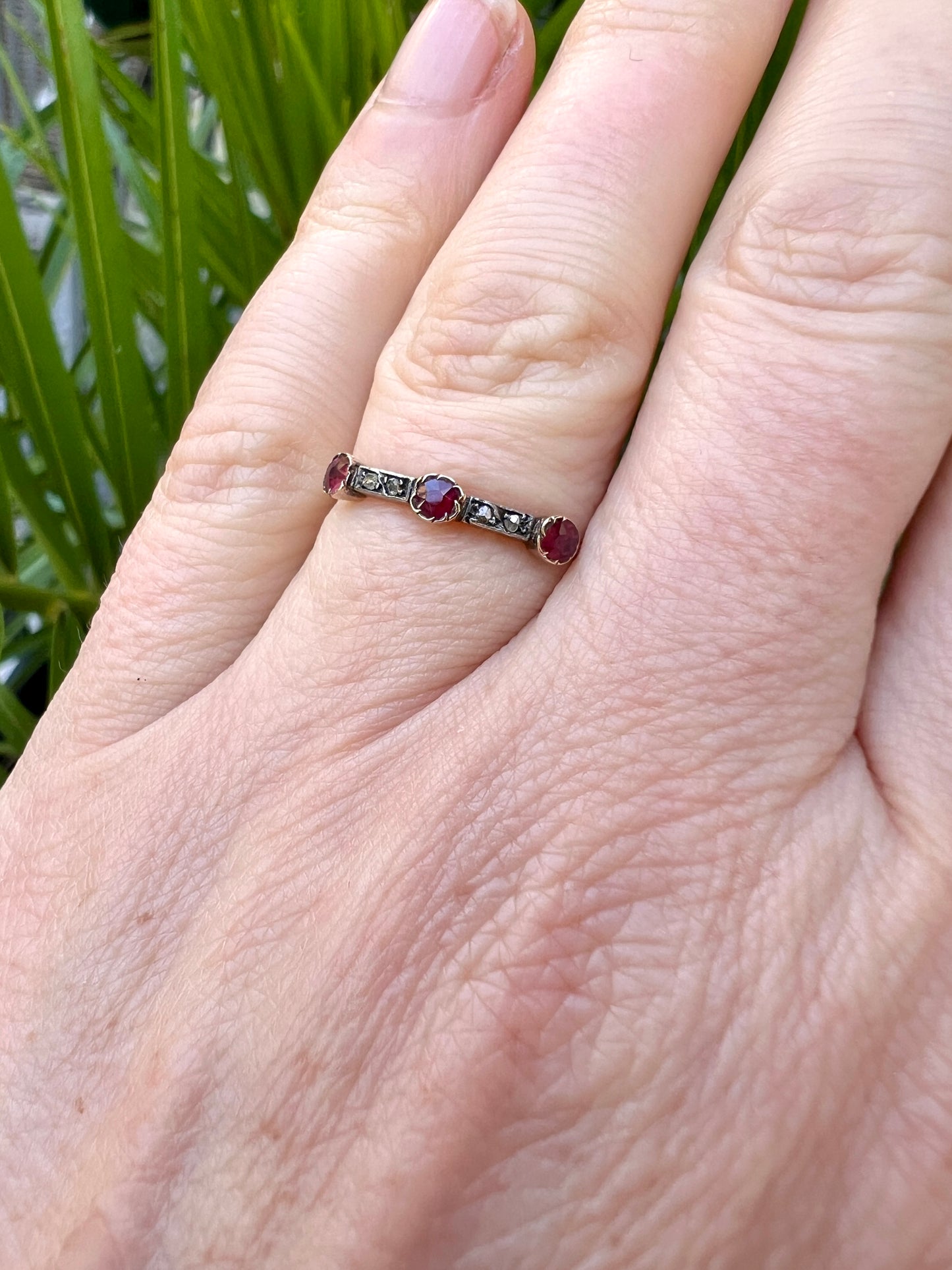 Edwardian Ruby and Diamond 14CT Gold and Silver Ring