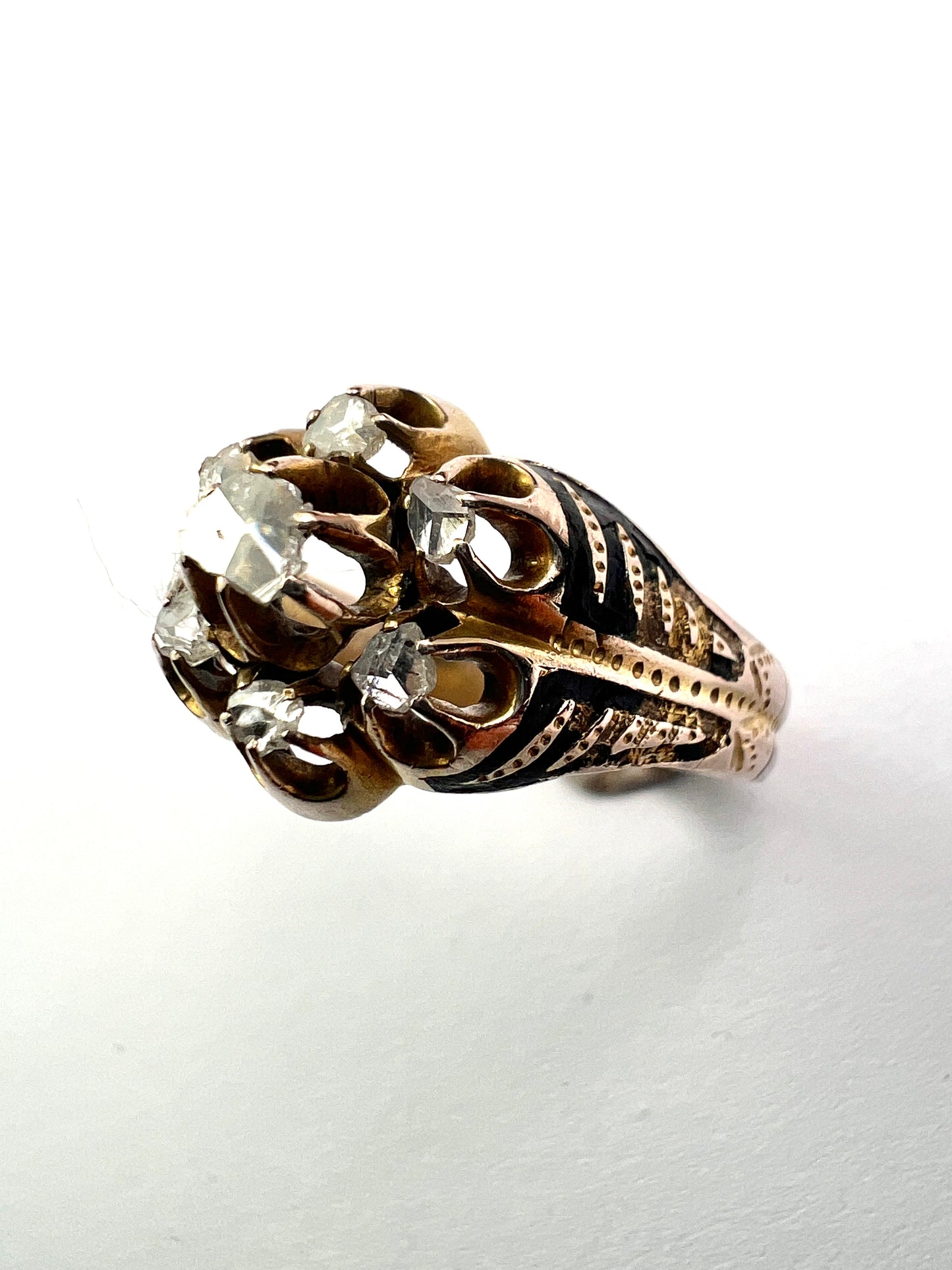 Georgian Rose Cut Diamond Enamel Ring