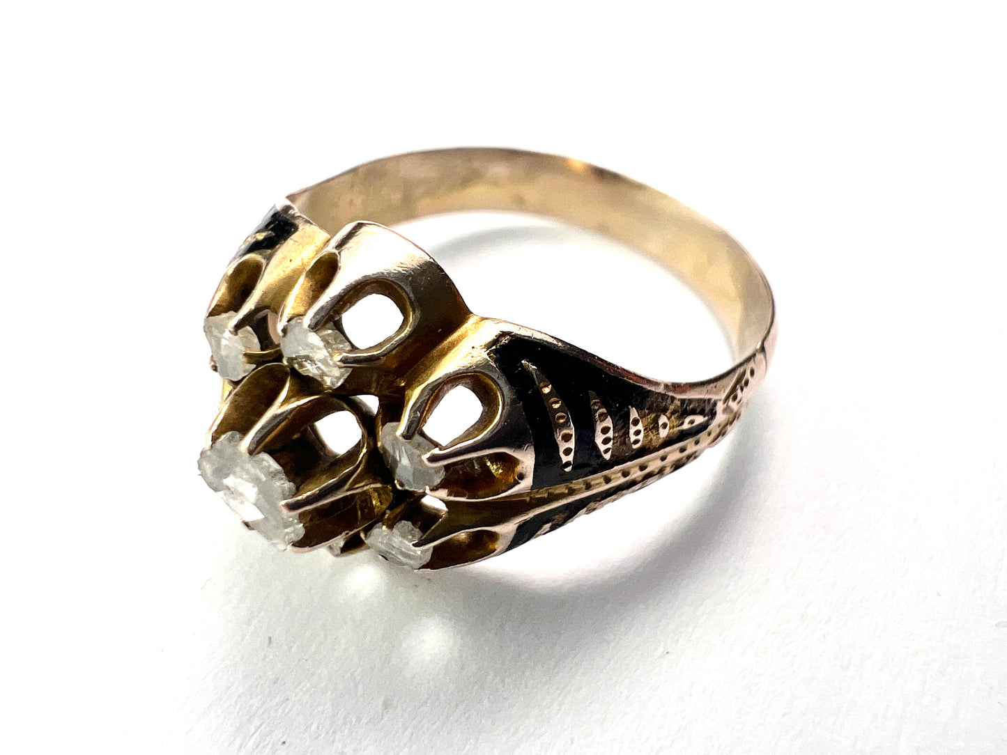 Georgian Rose Cut Diamond Enamel Ring