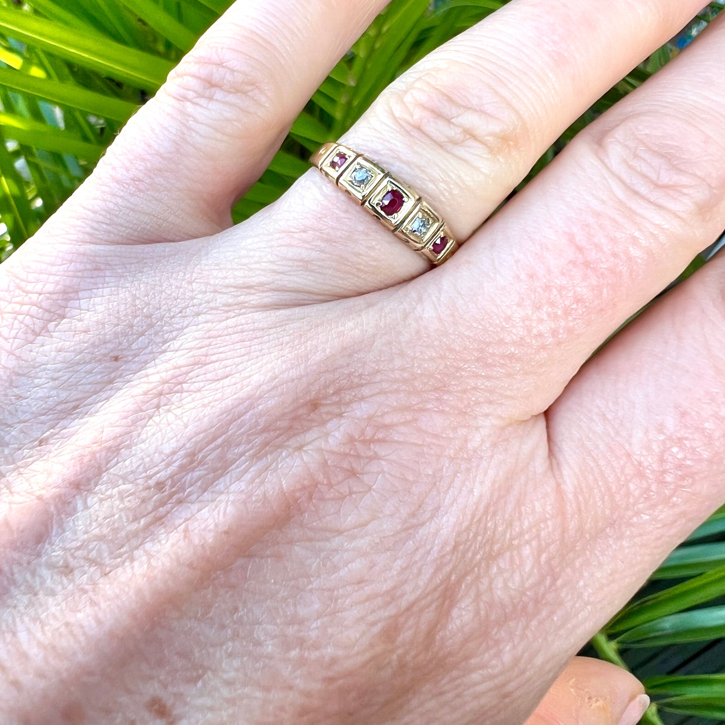 Victorian 18CT Gold Ruby and Diamond Stacking Ring