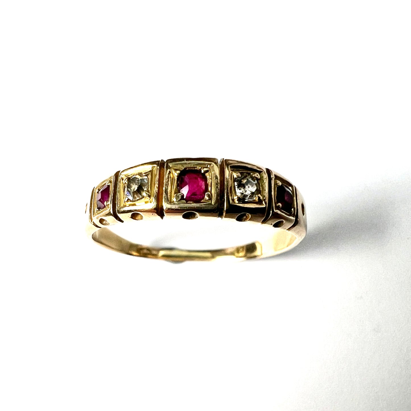 Victorian 18CT Gold Ruby and Diamond Stacking Ring