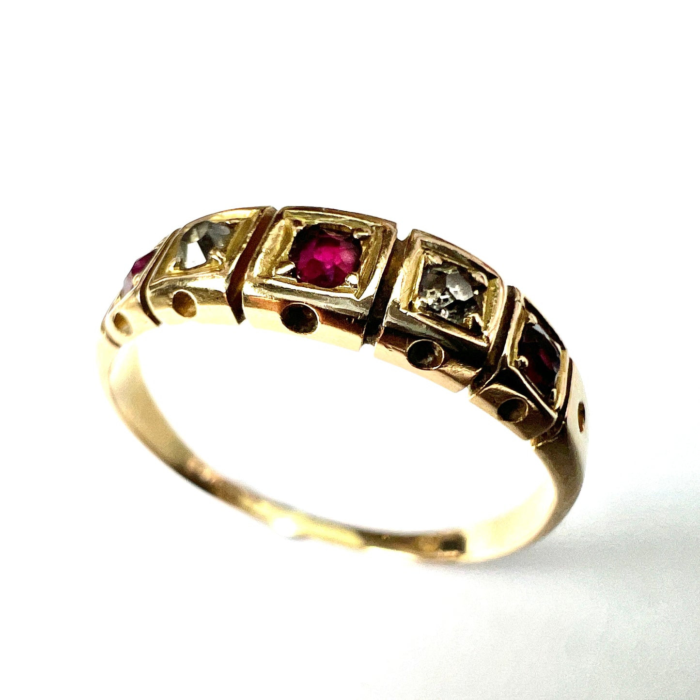 Victorian 18CT Gold Ruby and Diamond Stacking Ring