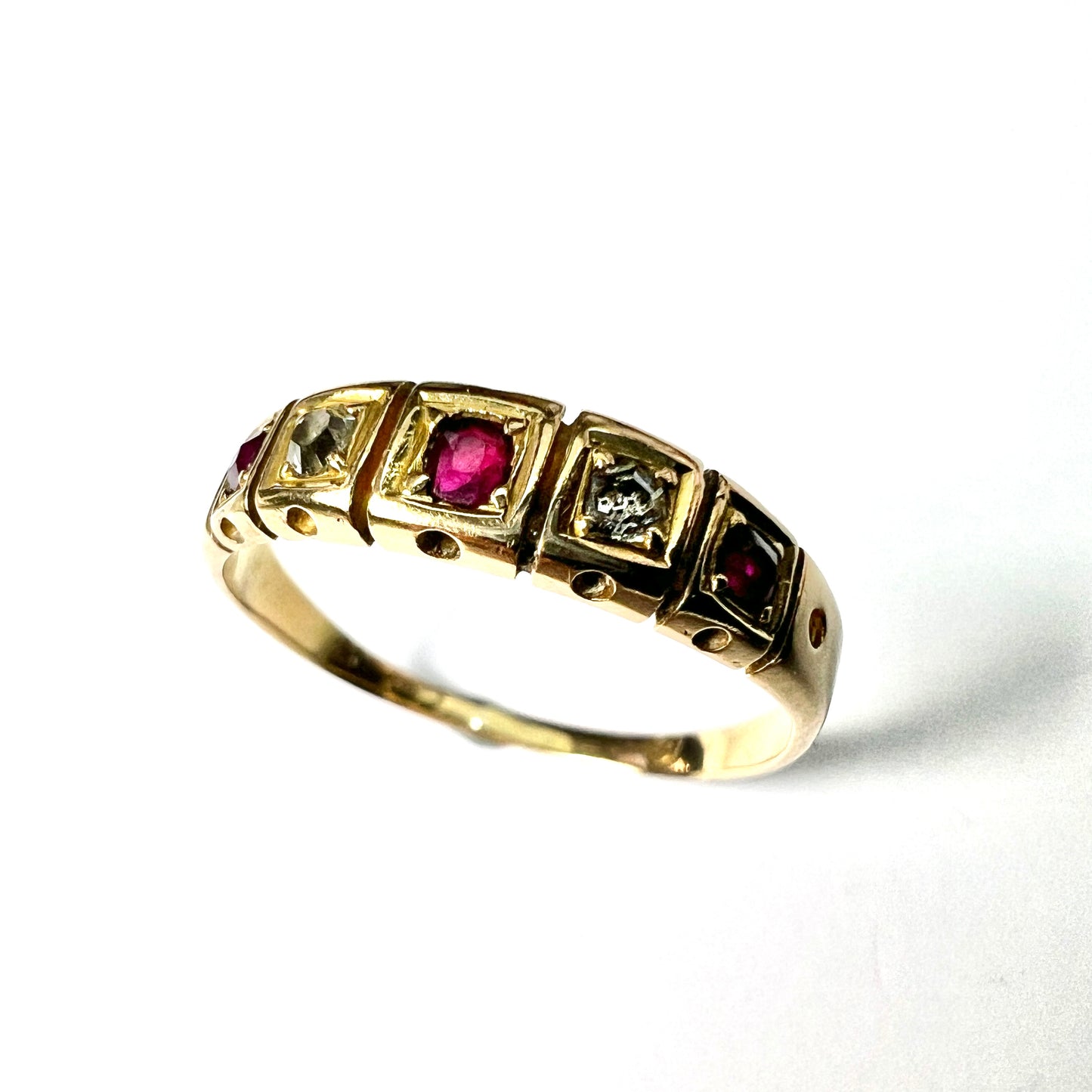 Victorian 18CT Gold Ruby and Diamond Stacking Ring
