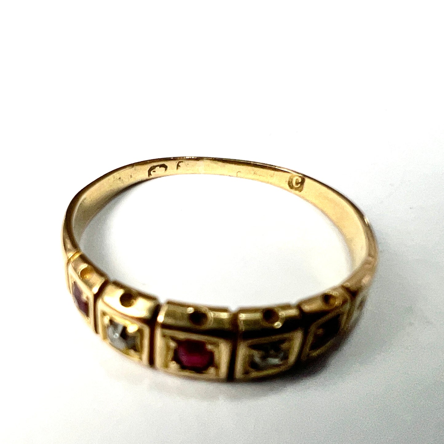 Victorian 18CT Gold Ruby and Diamond Stacking Ring