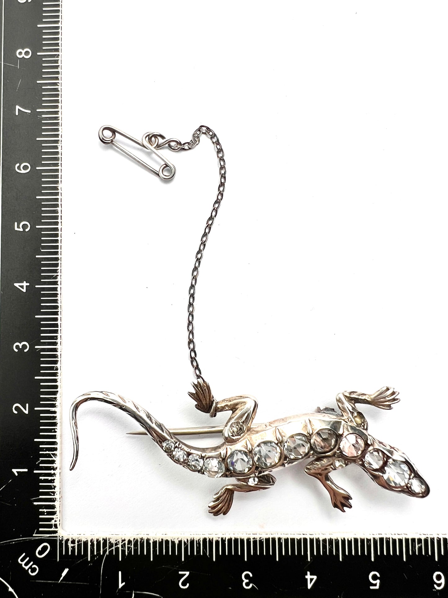 Art Deco Silver Paste Lizard Brooch