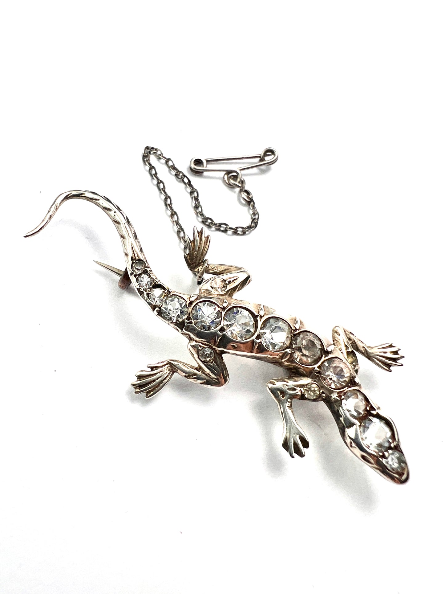 Art Deco Silver Paste Lizard Brooch