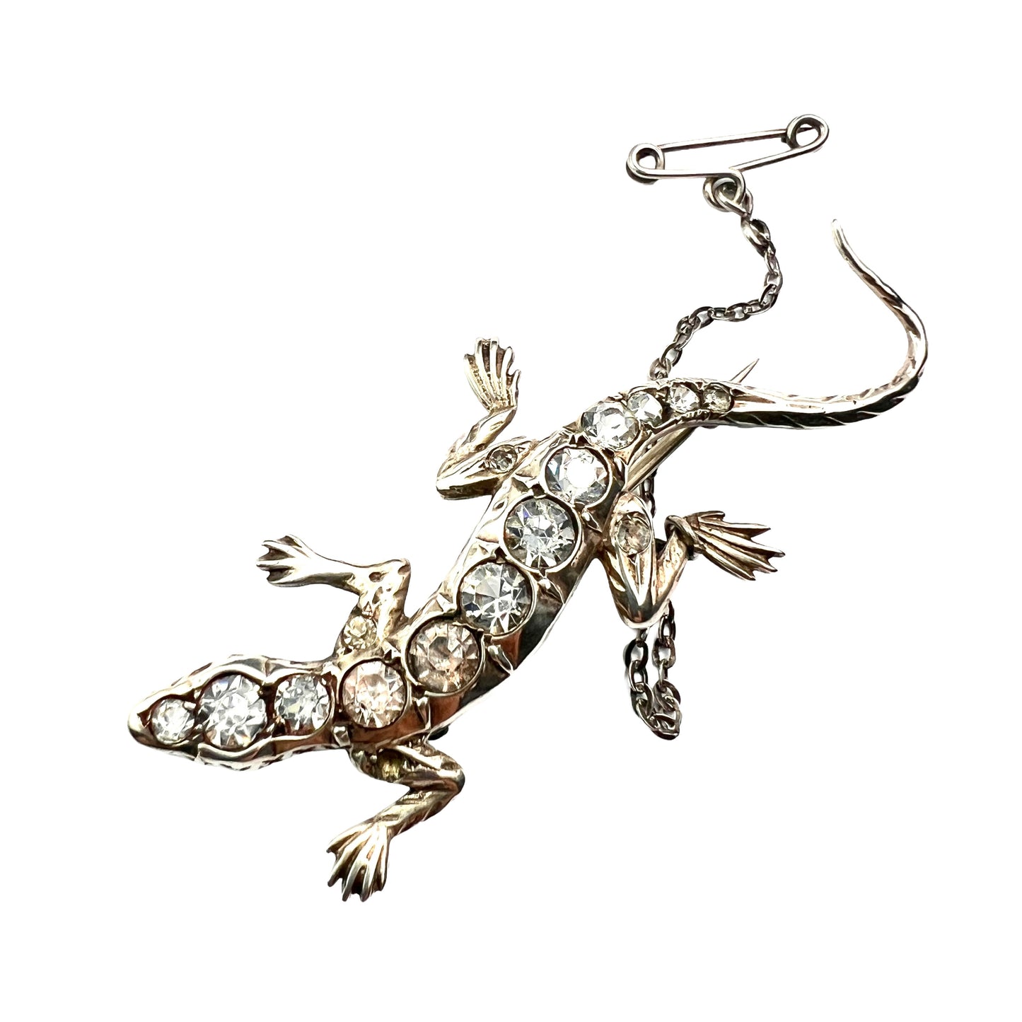 Art Deco Silver Paste Lizard Brooch