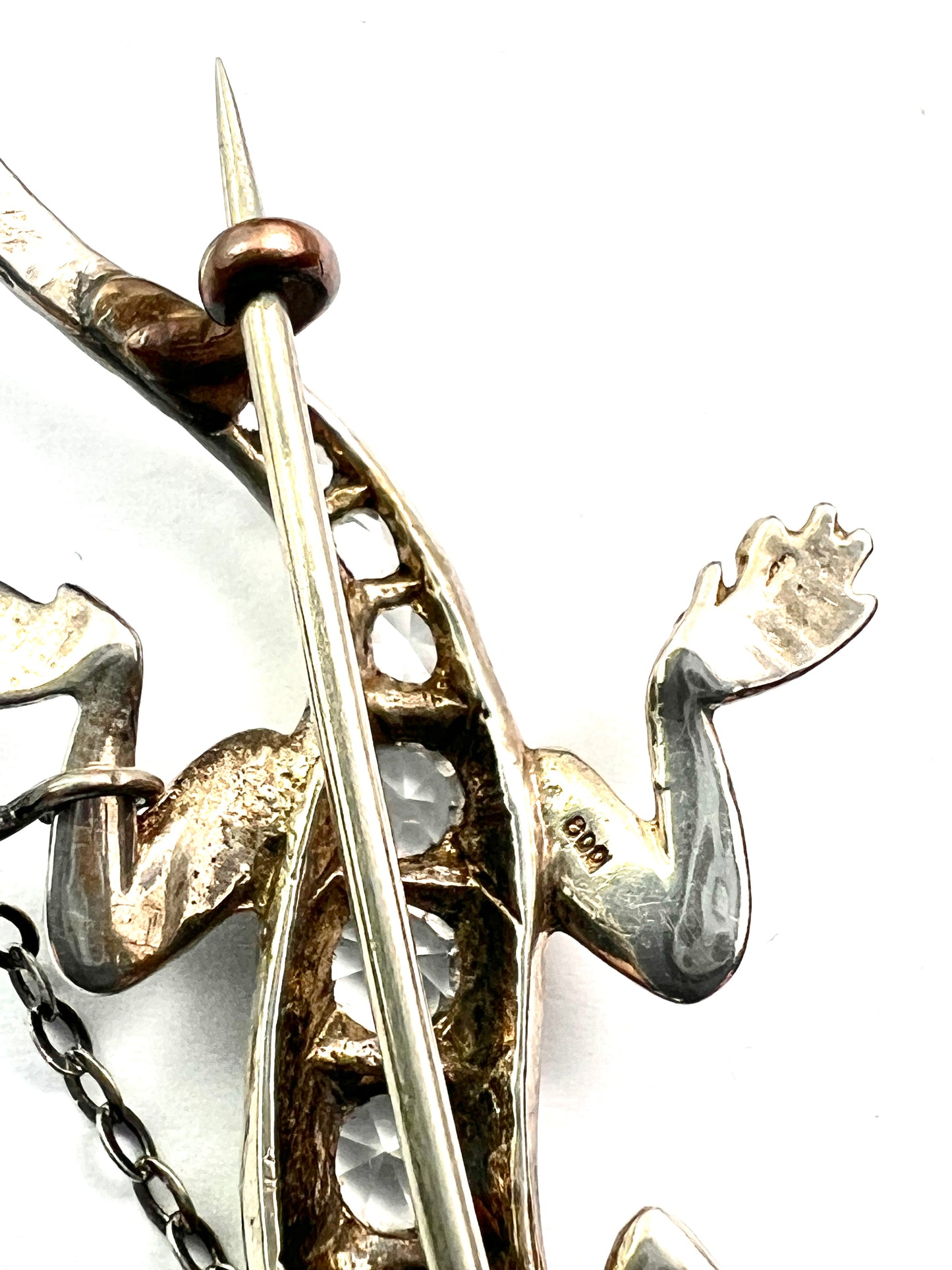 Art Deco Silver Paste Lizard Brooch