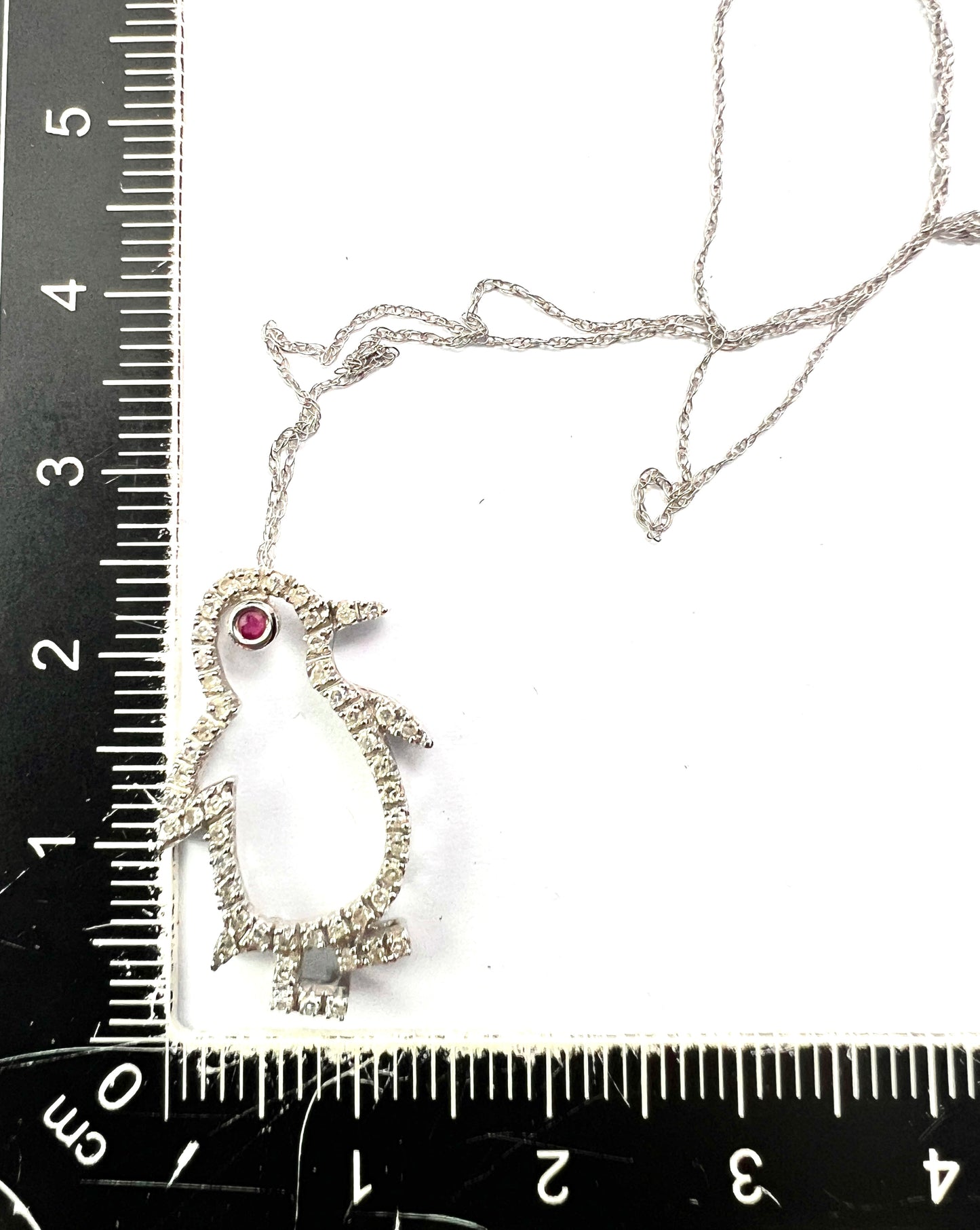 Vintage Diamond Penguin 9CT White Gold Pendant Necklace