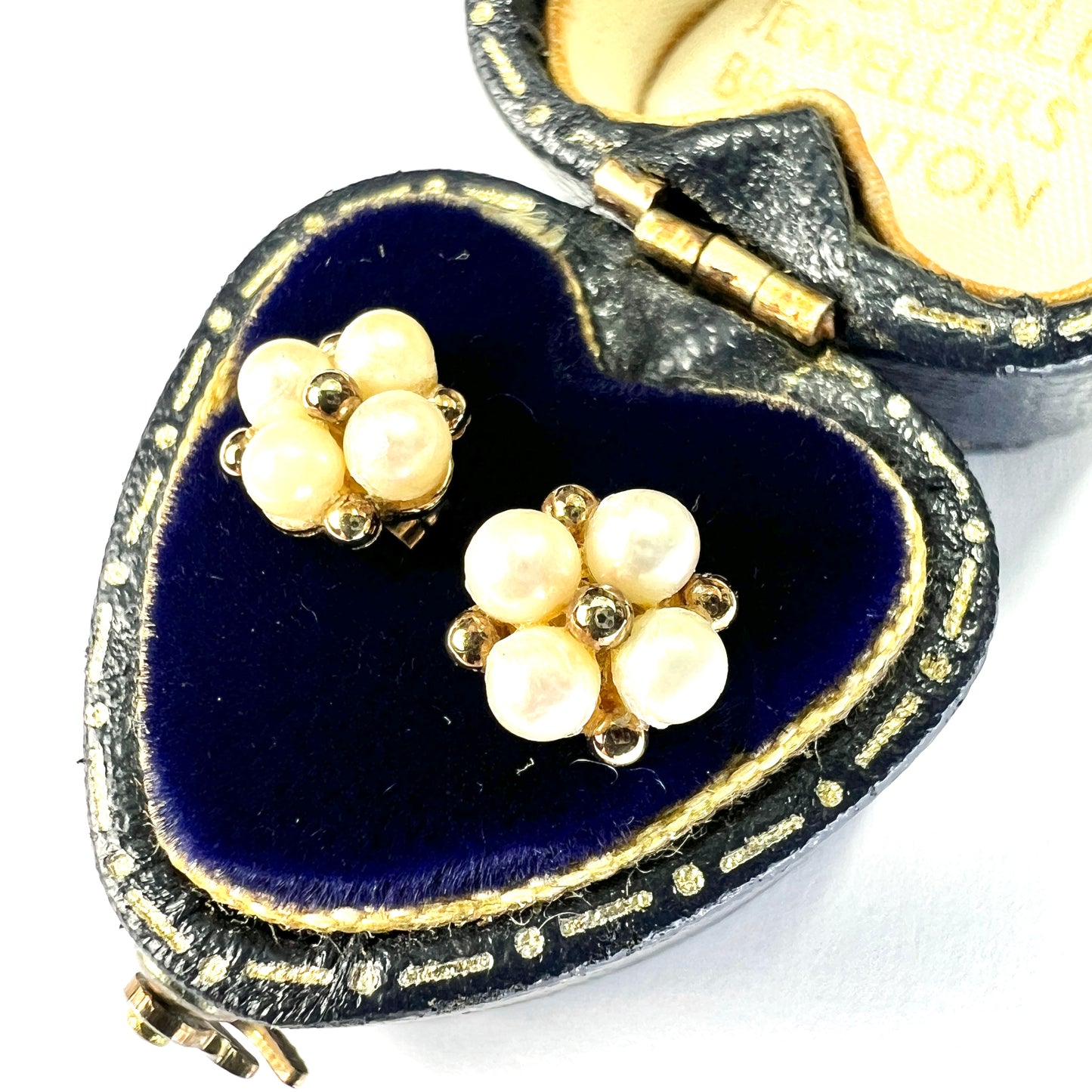 Vintage 9CT Gold Pearl Cluster Stud Earrings
