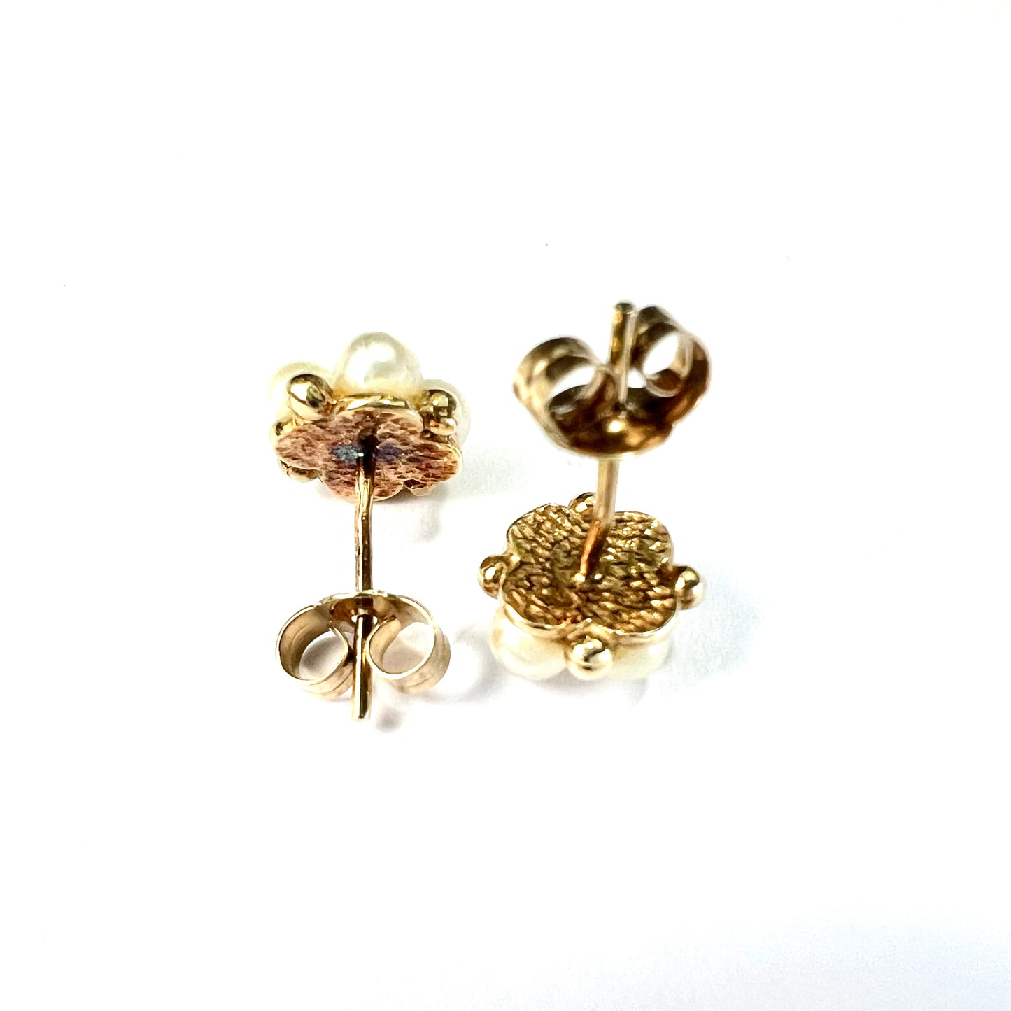 Vintage 9CT Gold Pearl Cluster Stud Earrings