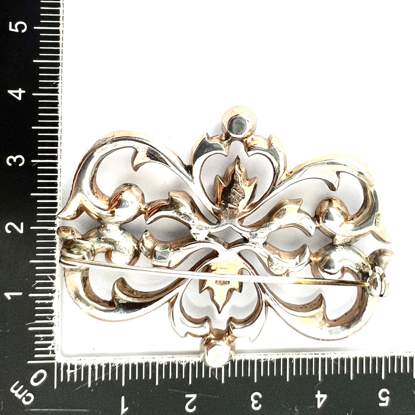 Large Victorian Silver and Gold Paste Brooch