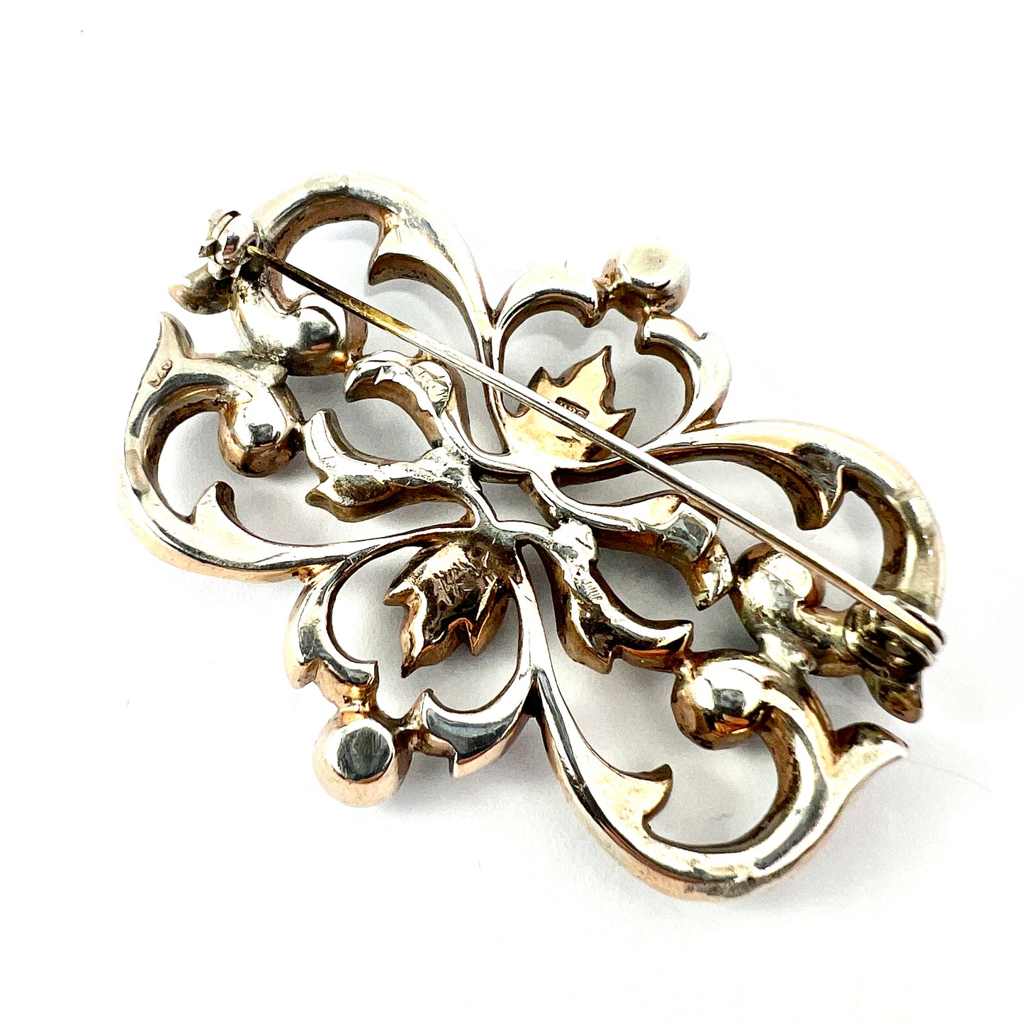 Large Victorian Silver and Gold Paste Brooch