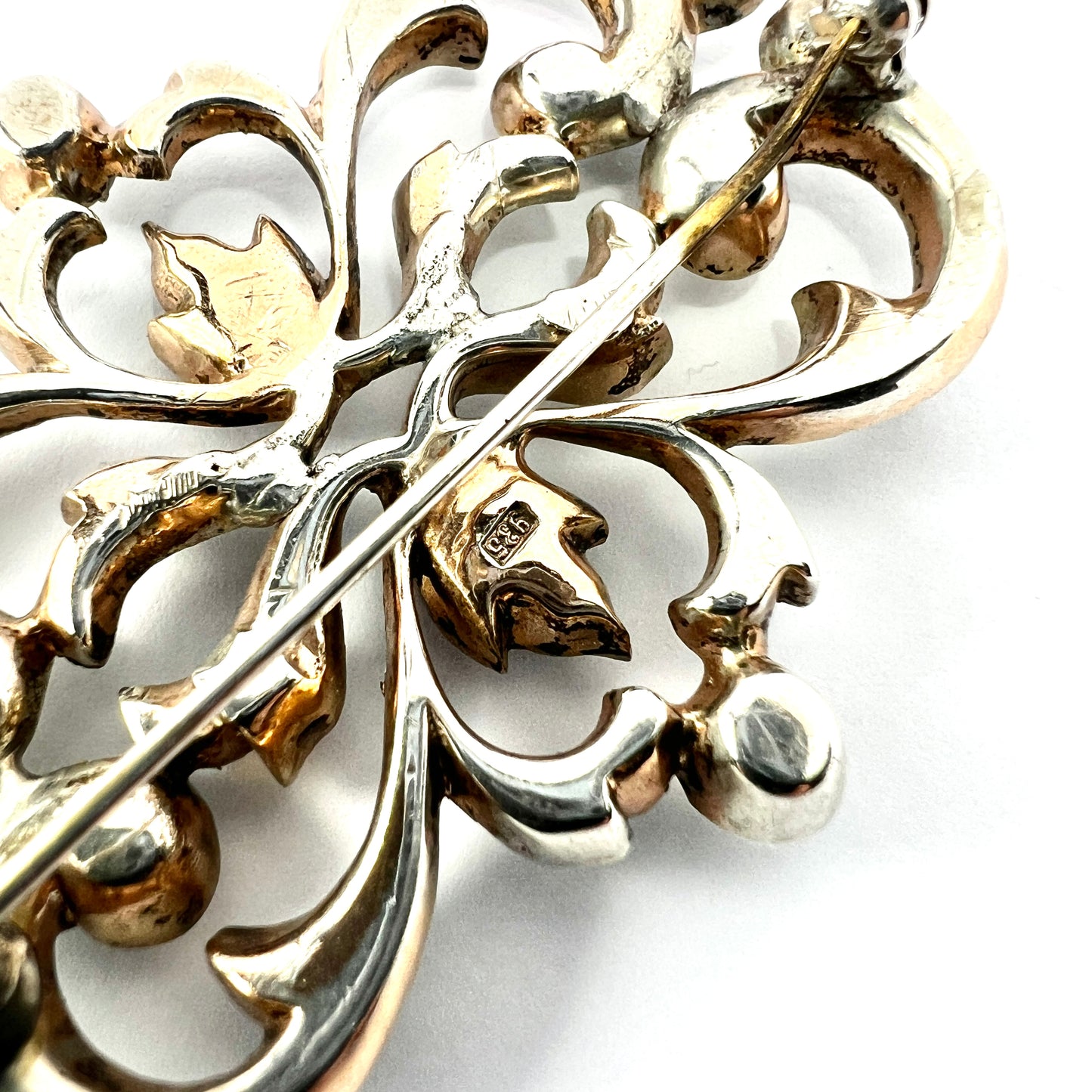 Large Victorian Silver and Gold Paste Brooch