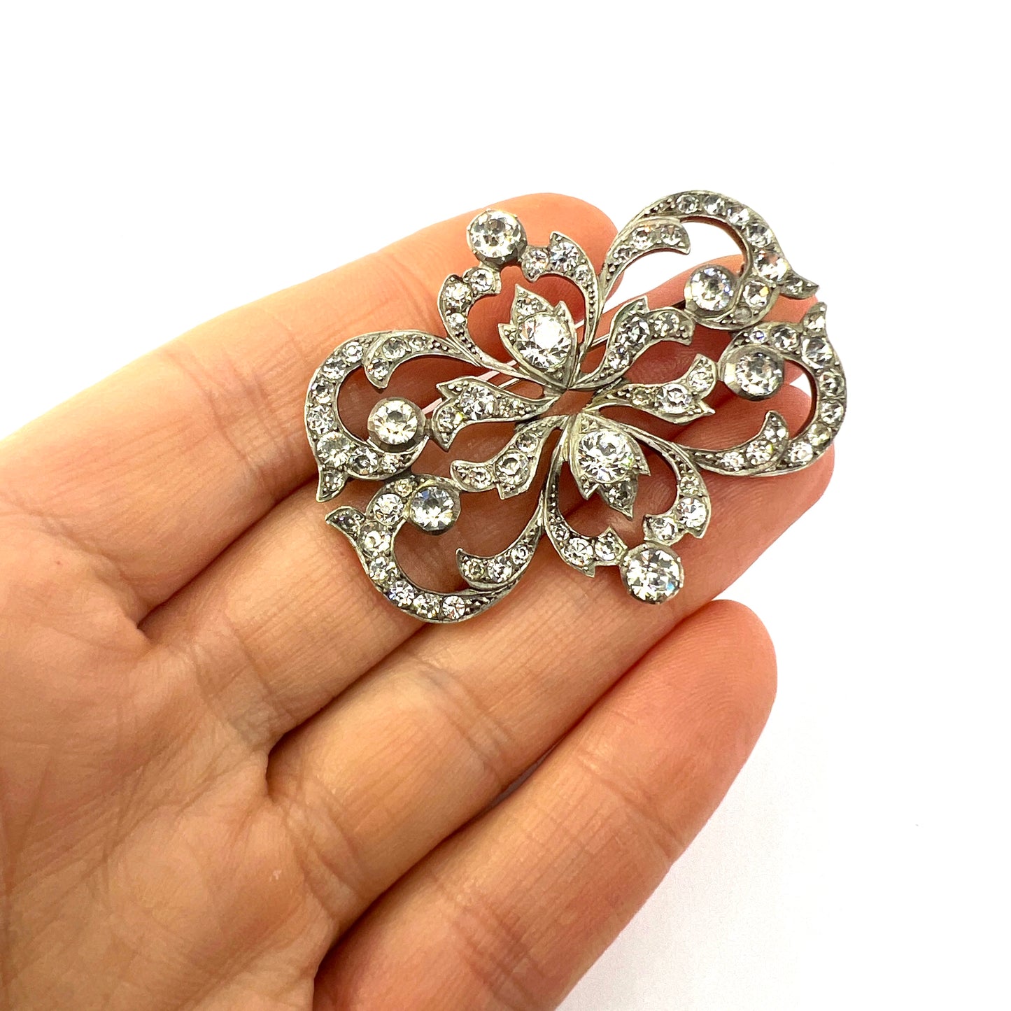 Large Victorian Silver and Gold Paste Brooch