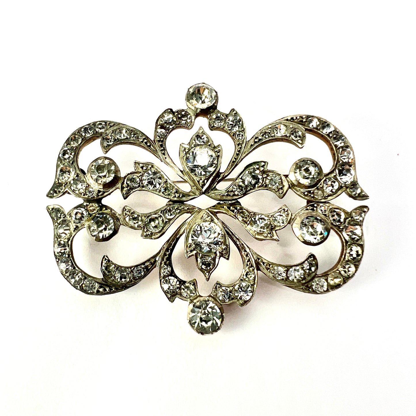 Large Victorian Silver and Gold Paste Brooch
