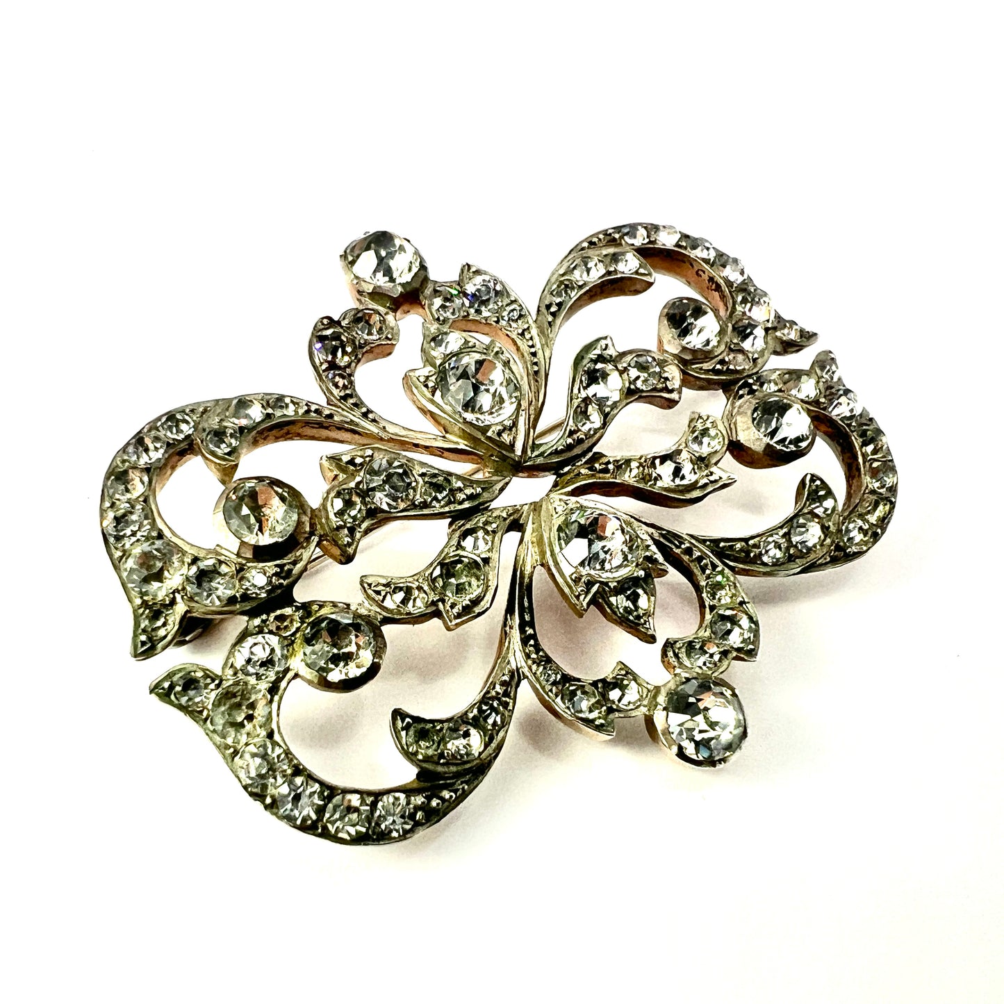 Large Victorian Silver and Gold Paste Brooch