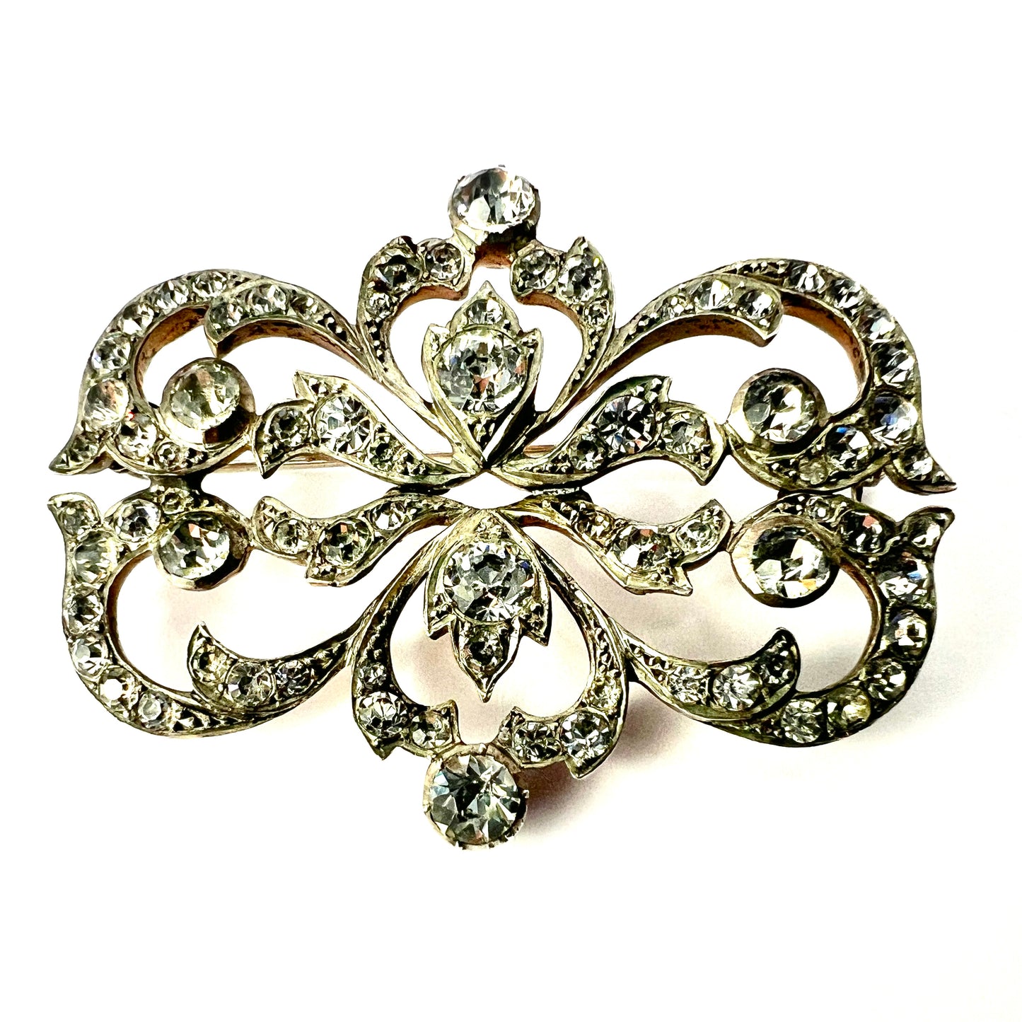 Large Victorian Silver and Gold Paste Brooch