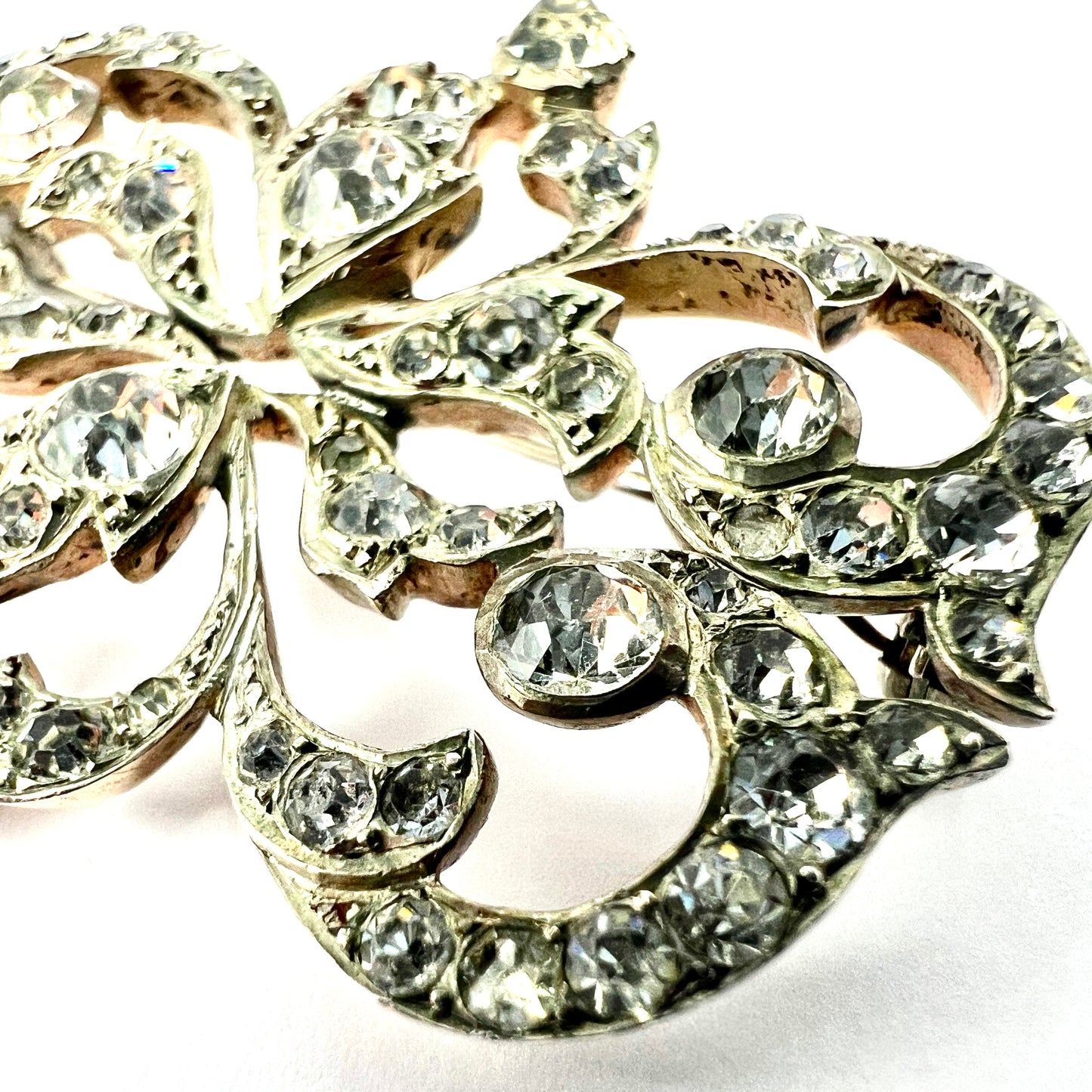 Large Victorian Silver and Gold Paste Brooch