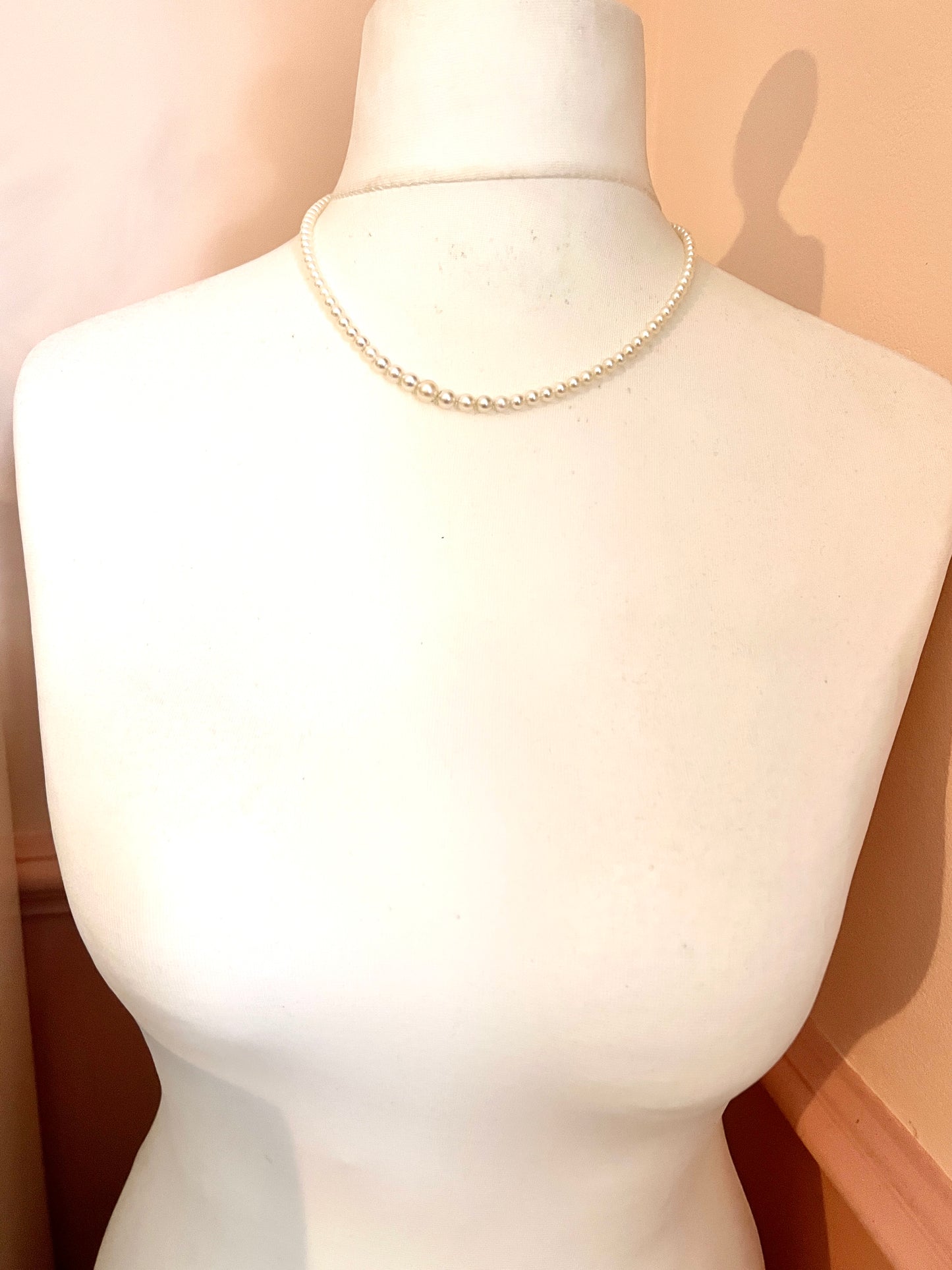 Vintage Cultured Pearl Necklace with Silver Clasp