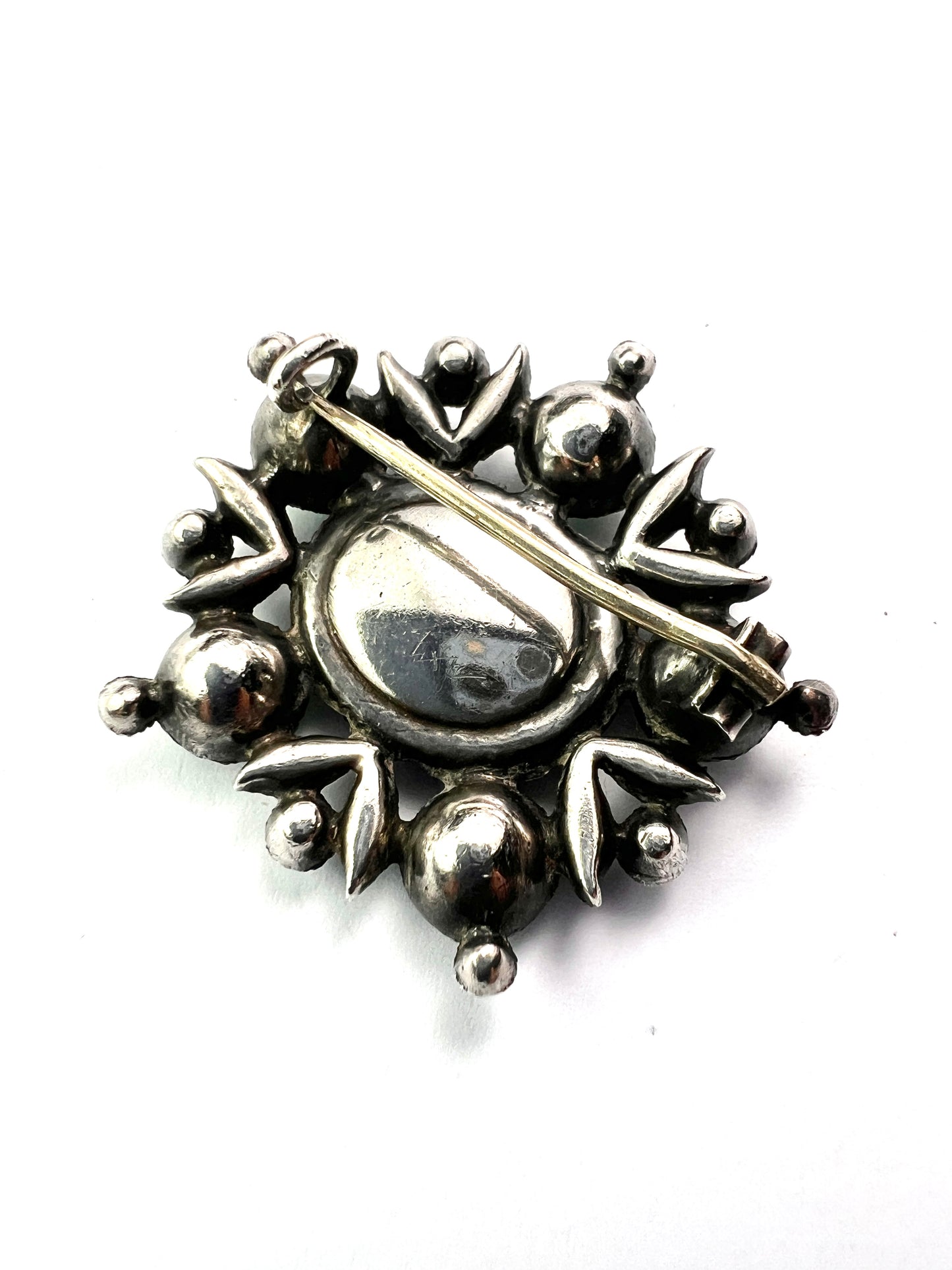 Georgian/Victorian Silver Emerald Paste Brooch