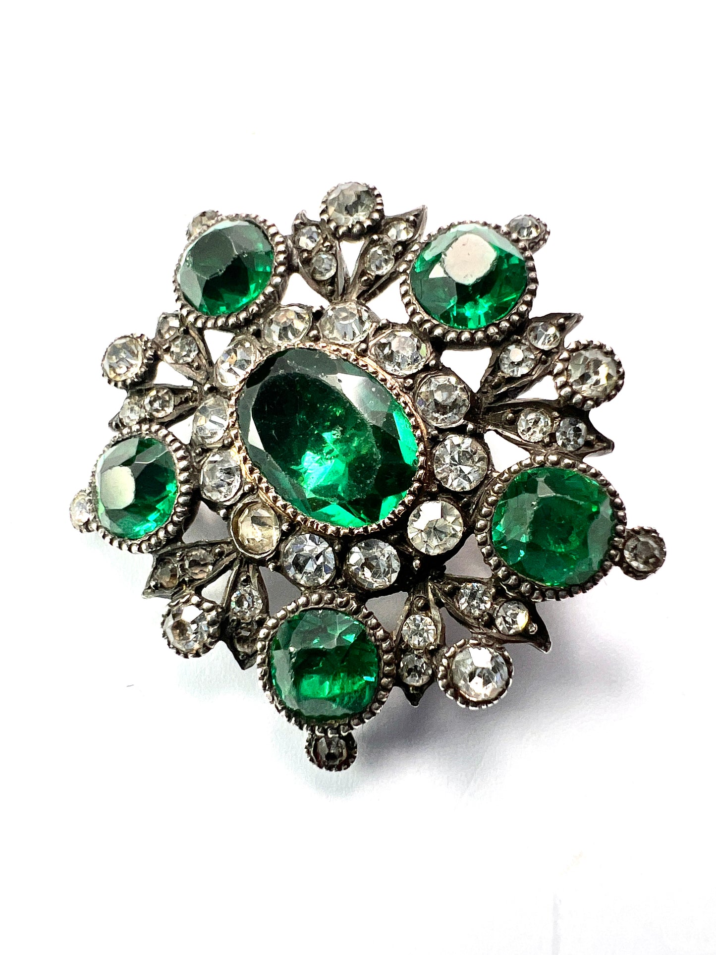 Georgian/Victorian Silver Emerald Paste Brooch