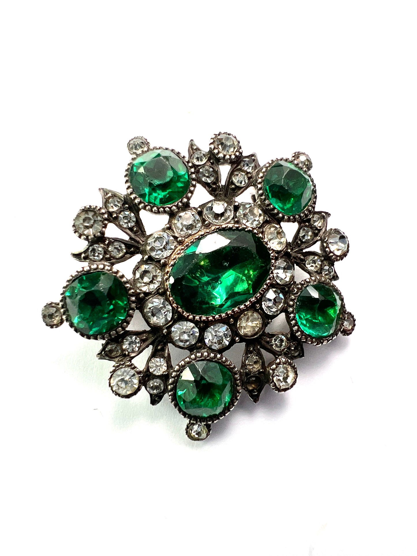 Georgian/Victorian Silver Emerald Paste Brooch