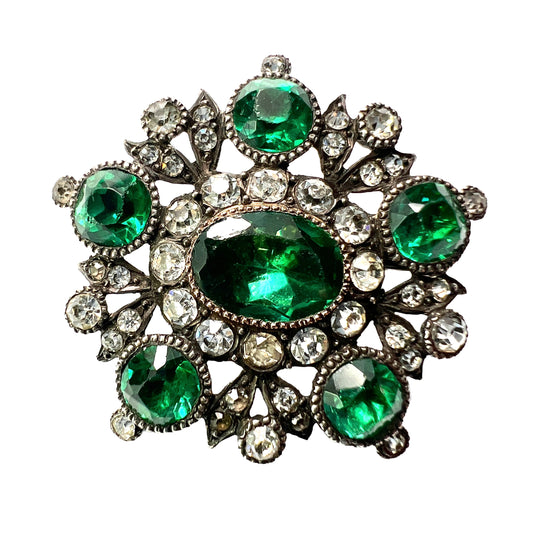 Georgian/Victorian Silver Emerald Paste Brooch