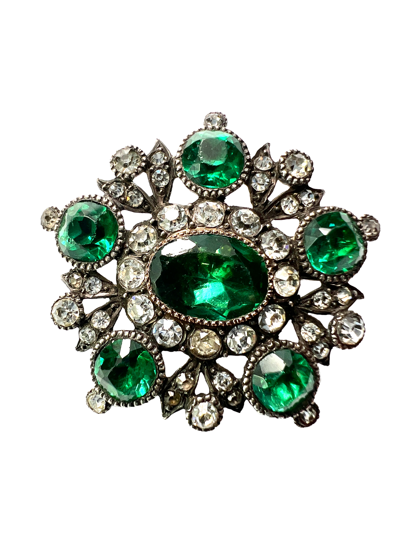 Georgian/Victorian Silver Emerald Paste Brooch