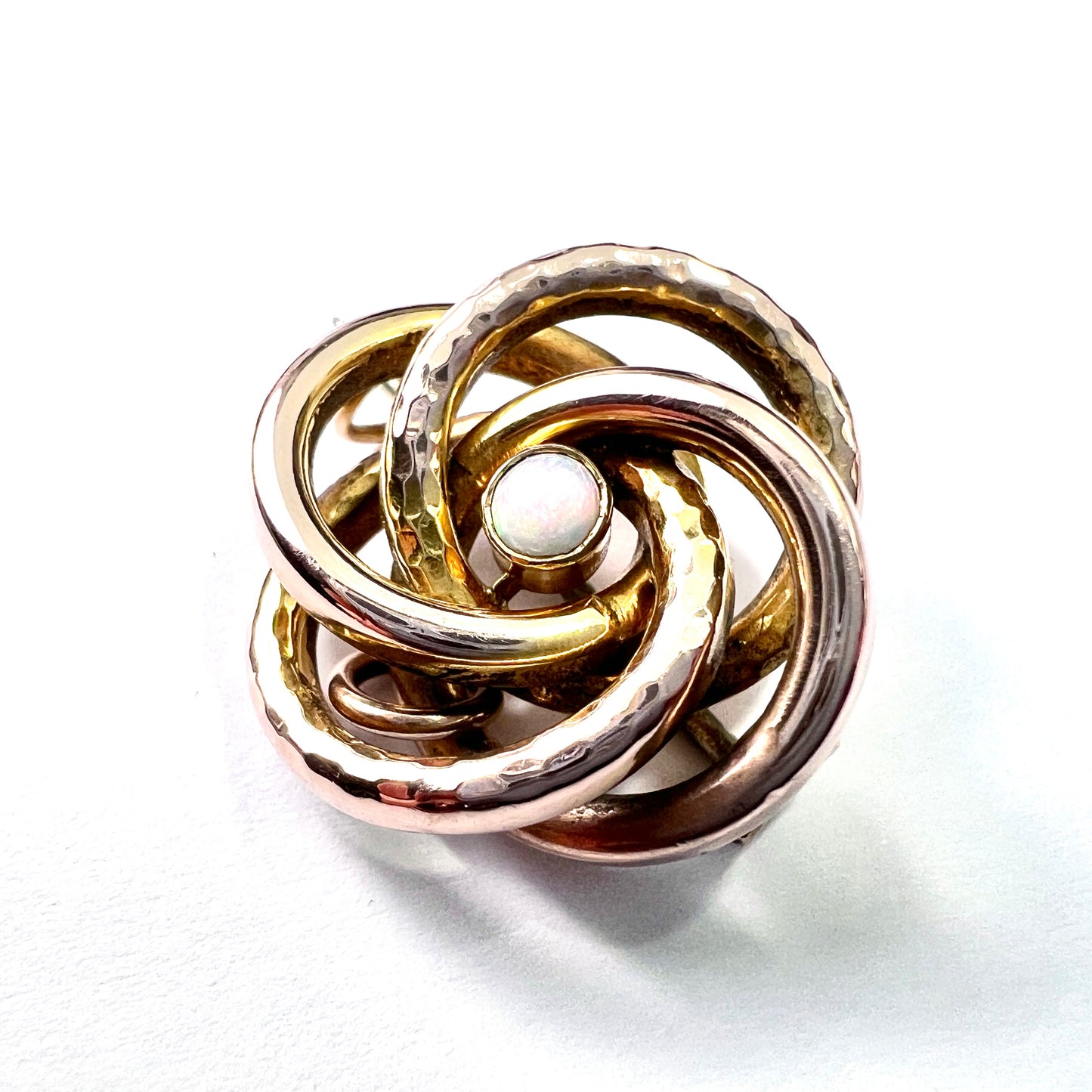 Victorian 9CT Gold Opal Lovers Knot Brooch